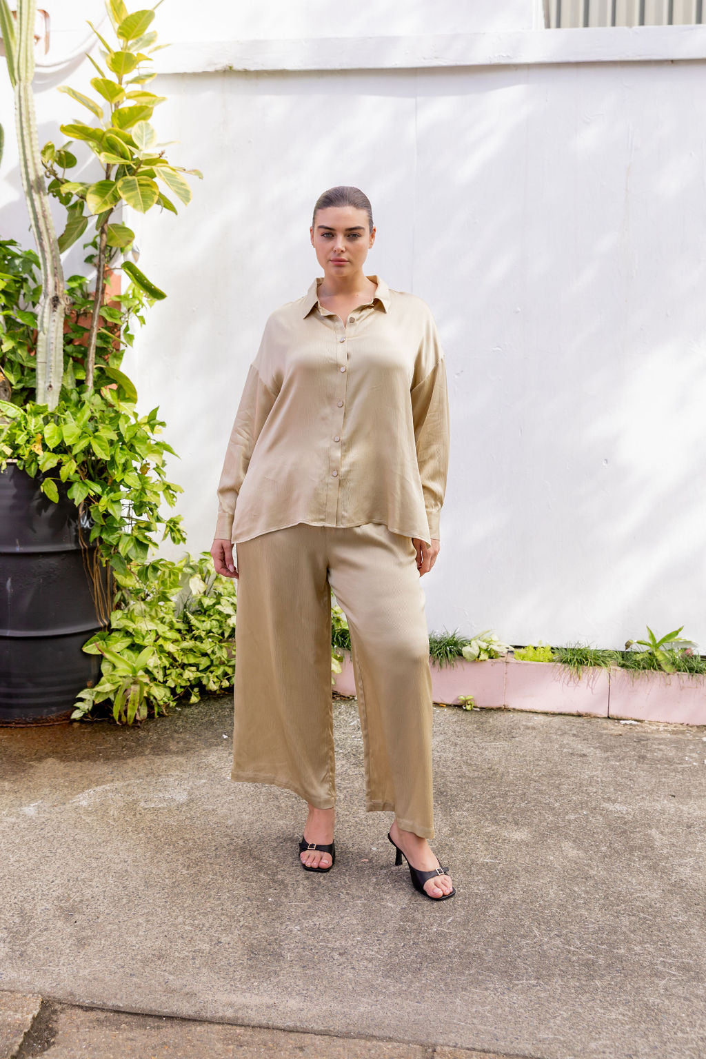 Jade Satin Shirt in Gold
