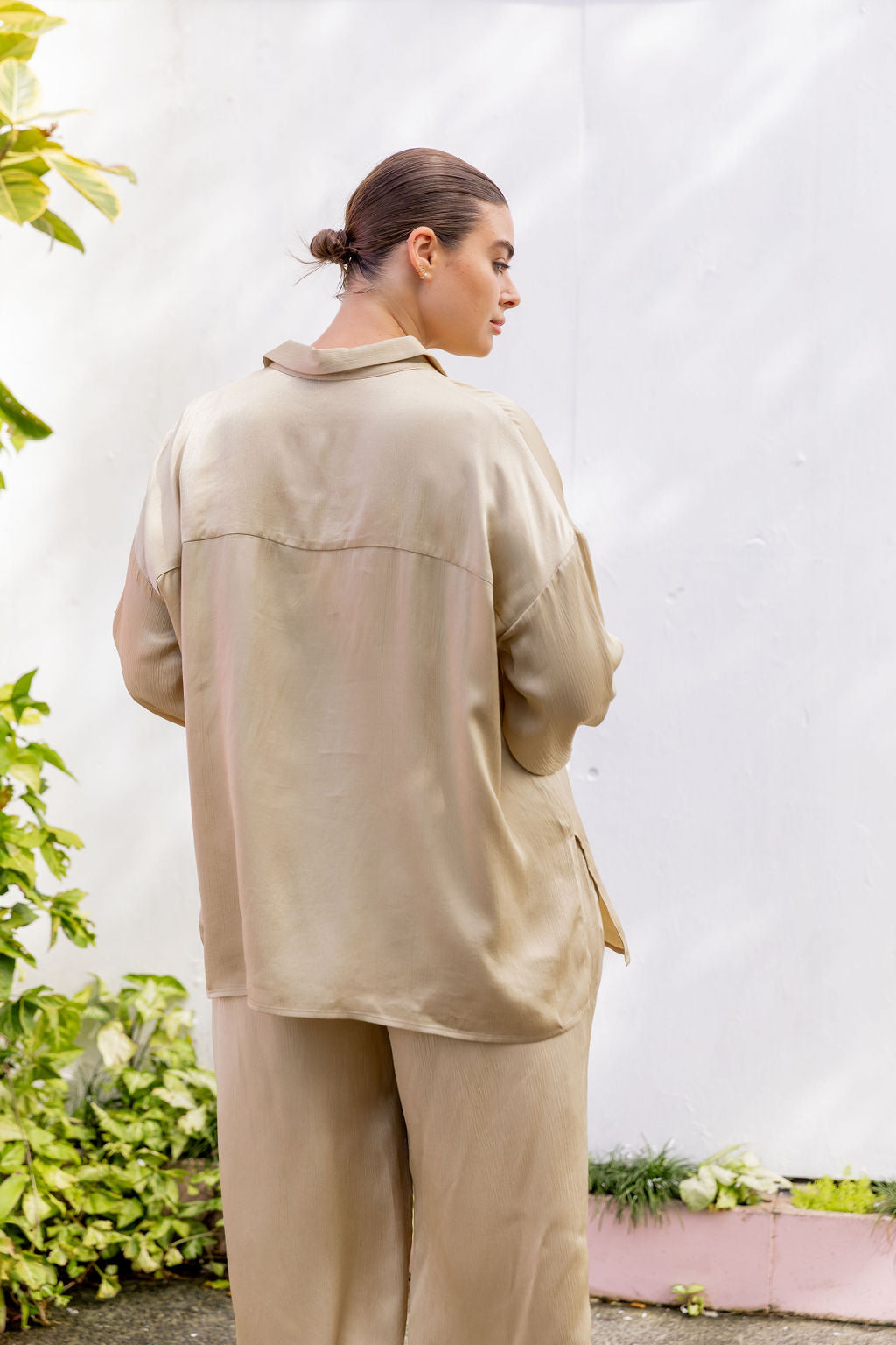 Jade Satin Shirt in Gold