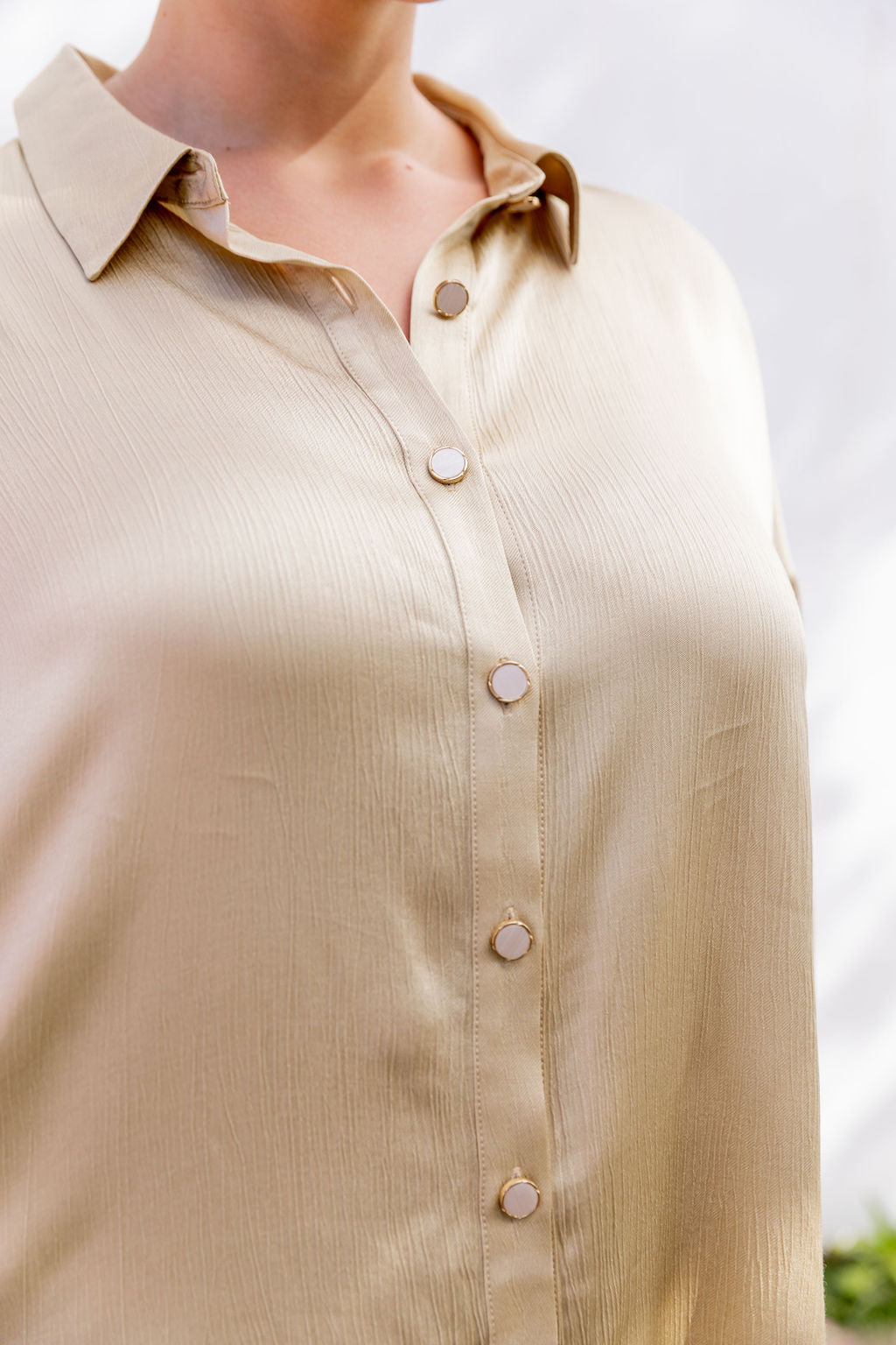 Jade Satin Shirt in Gold