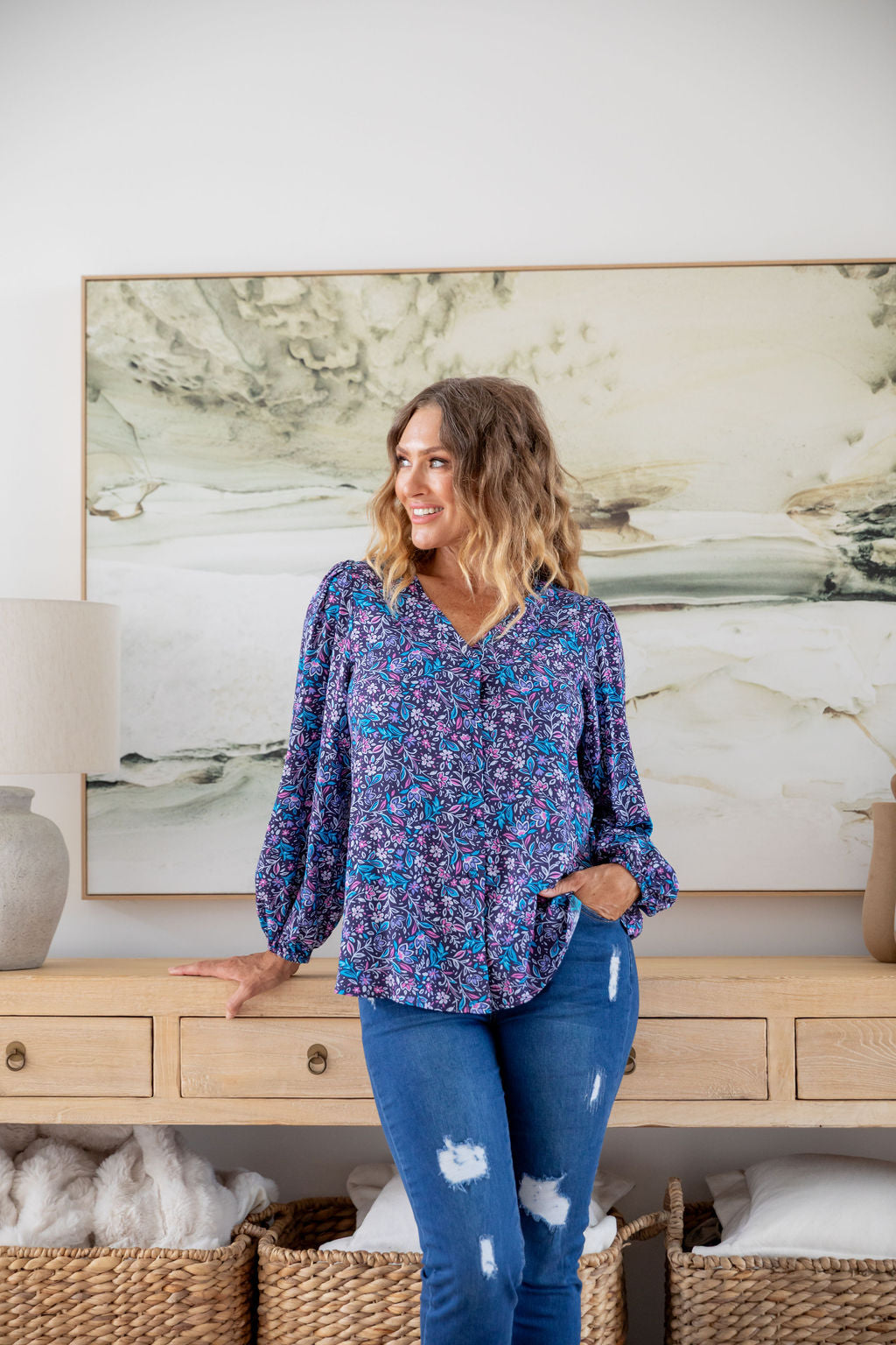 Winona Long Sleeve Blouse in Jasmine