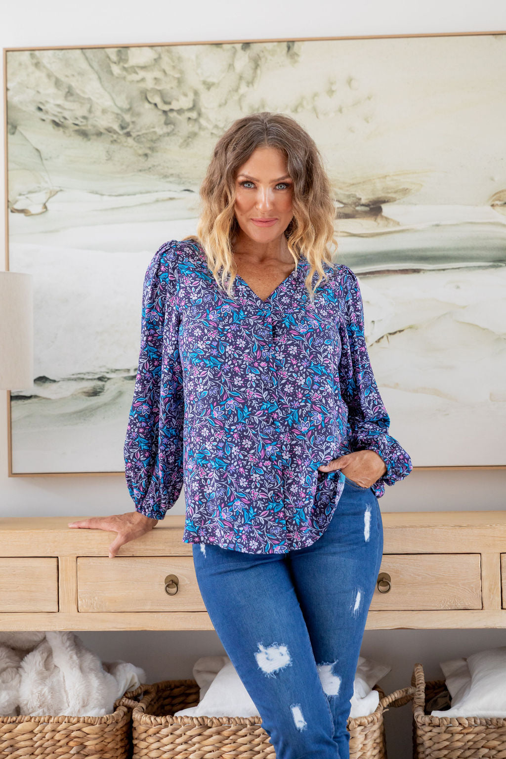Winona Long Sleeve Blouse in Jasmine