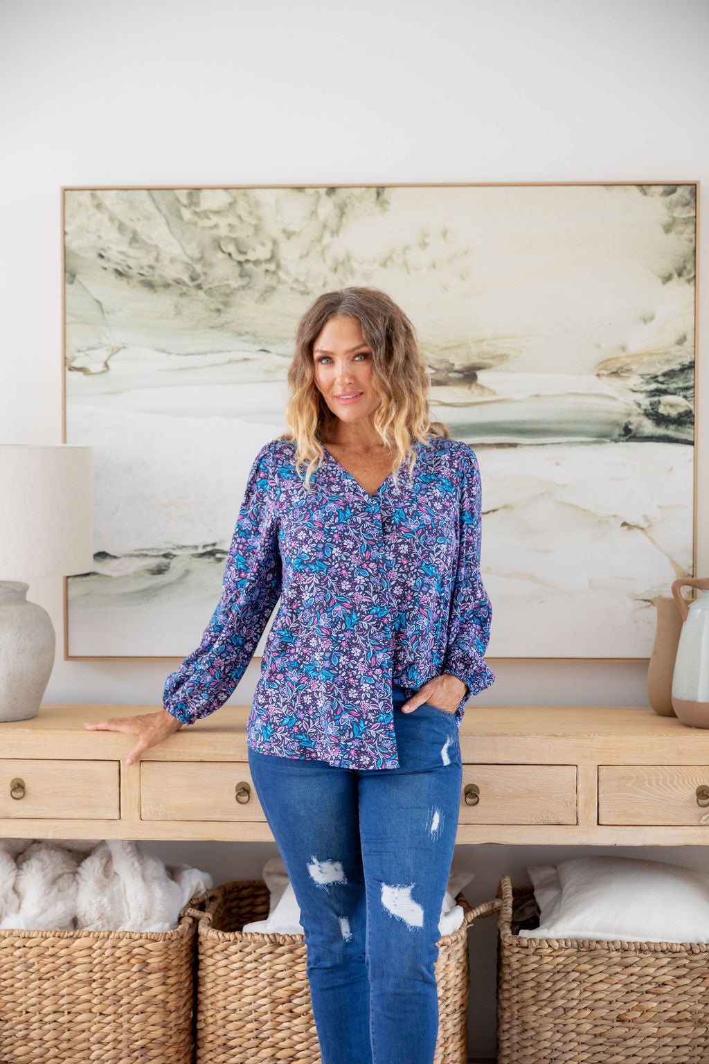 Winona Long Sleeve Blouse in Jasmine