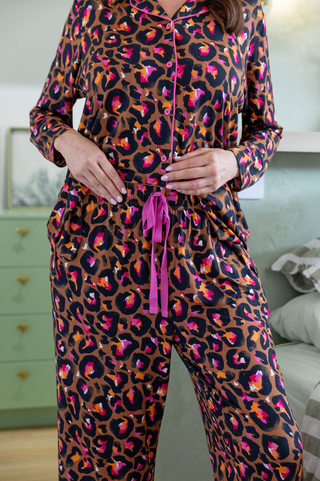 Zen L/S Shirt & Pant Sleepwear Set in Bronze Leopard by Kasey Rainbow