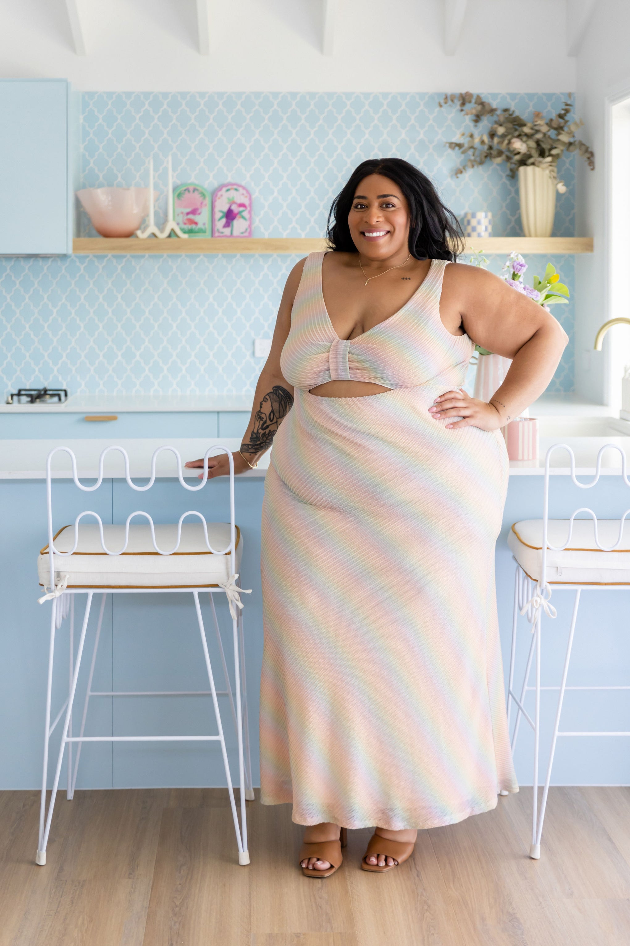 Tallulah Maxi Dress in Metallic Rainbow