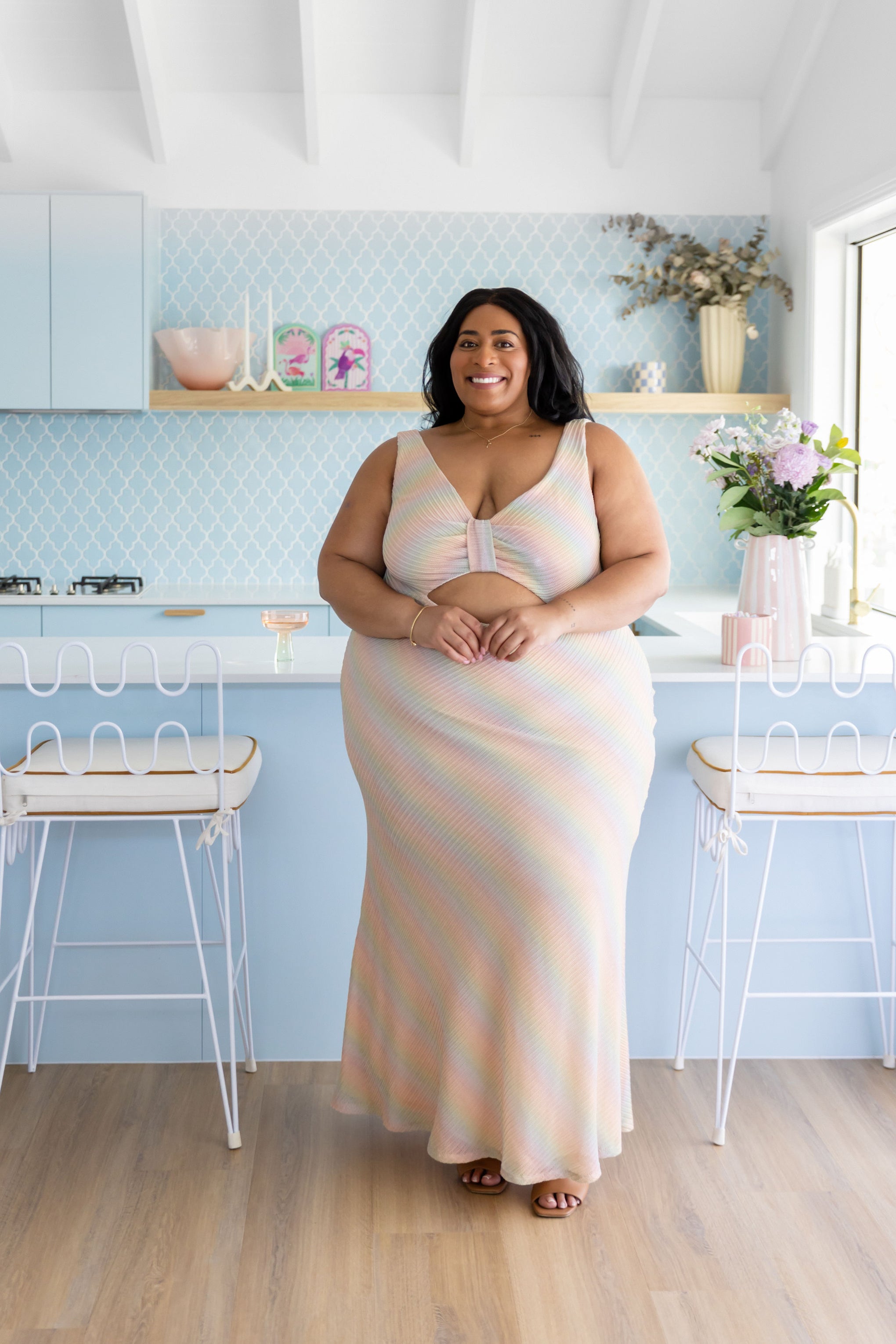 Tallulah Maxi Dress in Metallic Rainbow