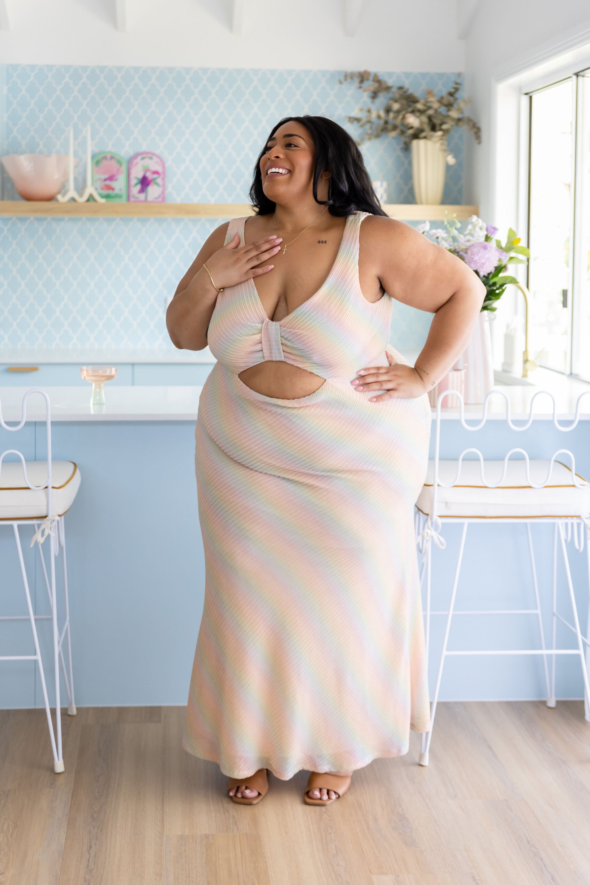 Tallulah Maxi Dress in Metallic Rainbow