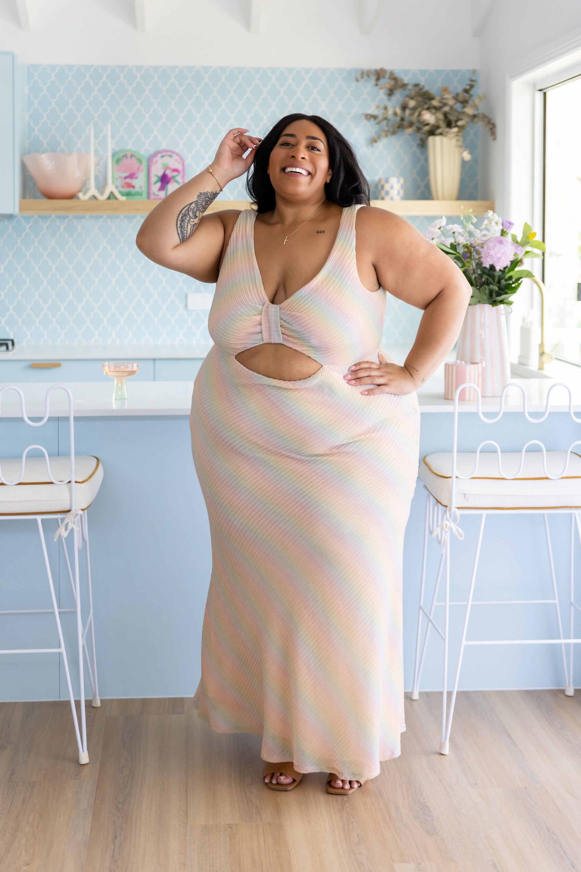 Tallulah Maxi Dress in Metallic Rainbow