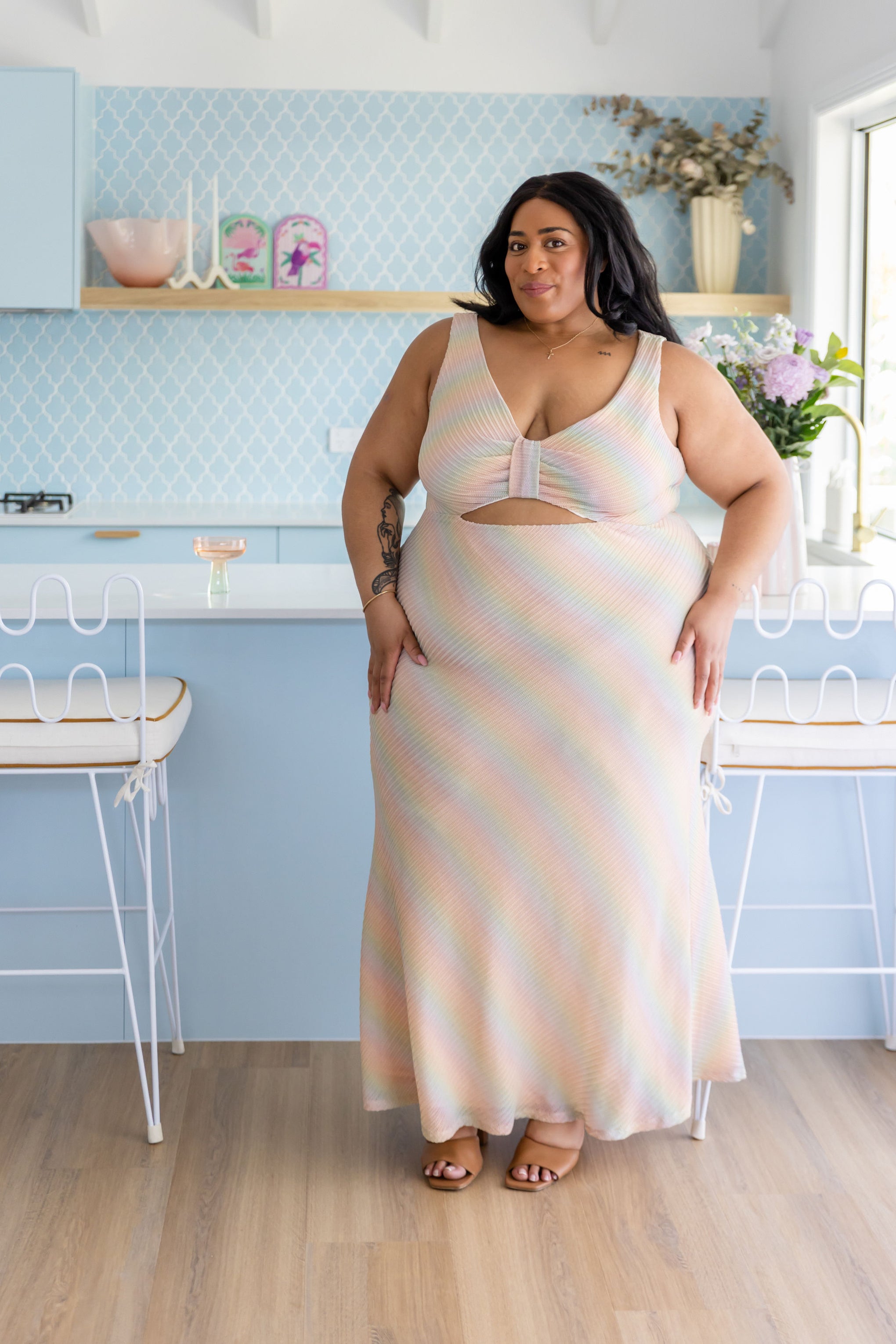 Tallulah Maxi Dress in Metallic Rainbow