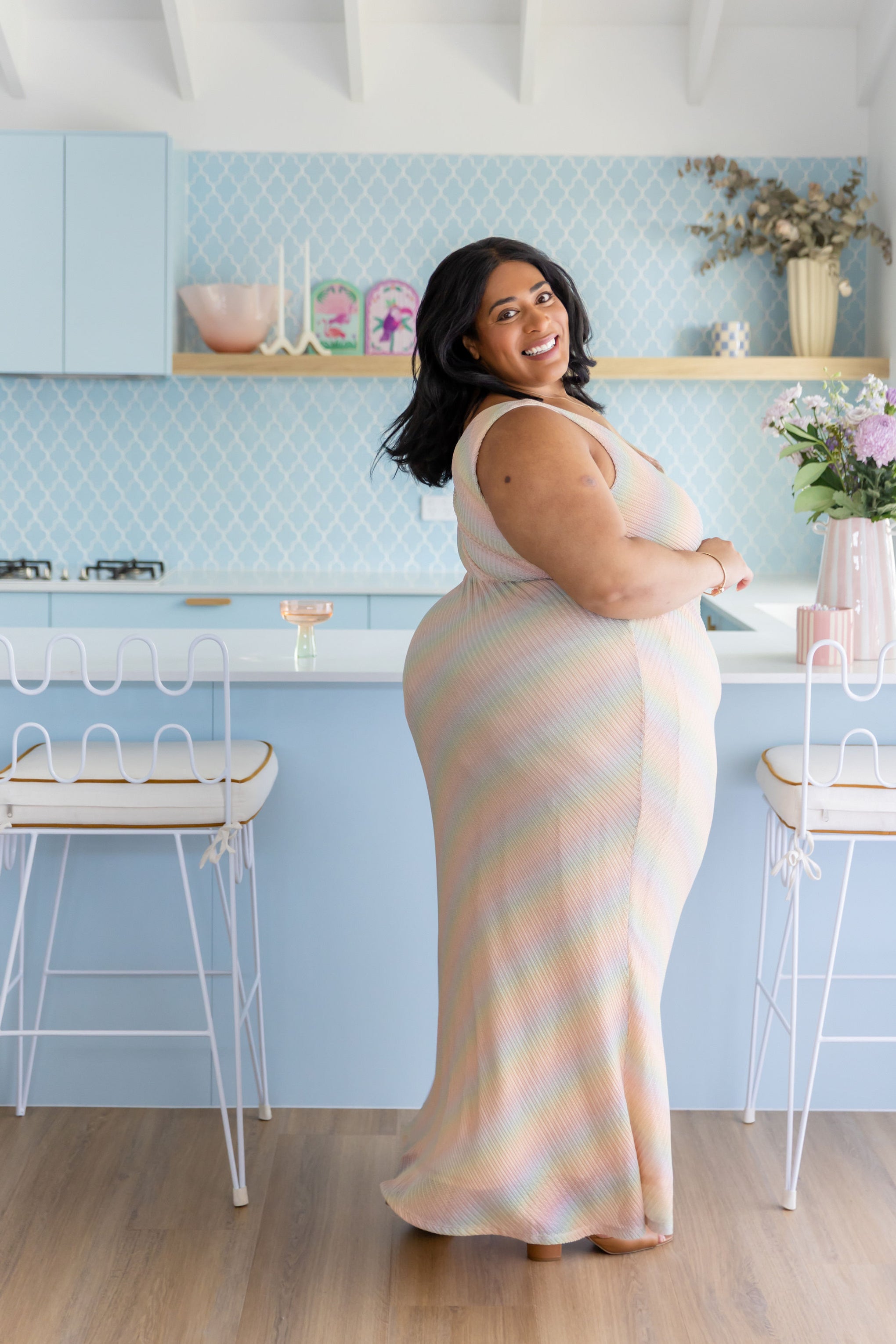 Tallulah Maxi Dress in Metallic Rainbow