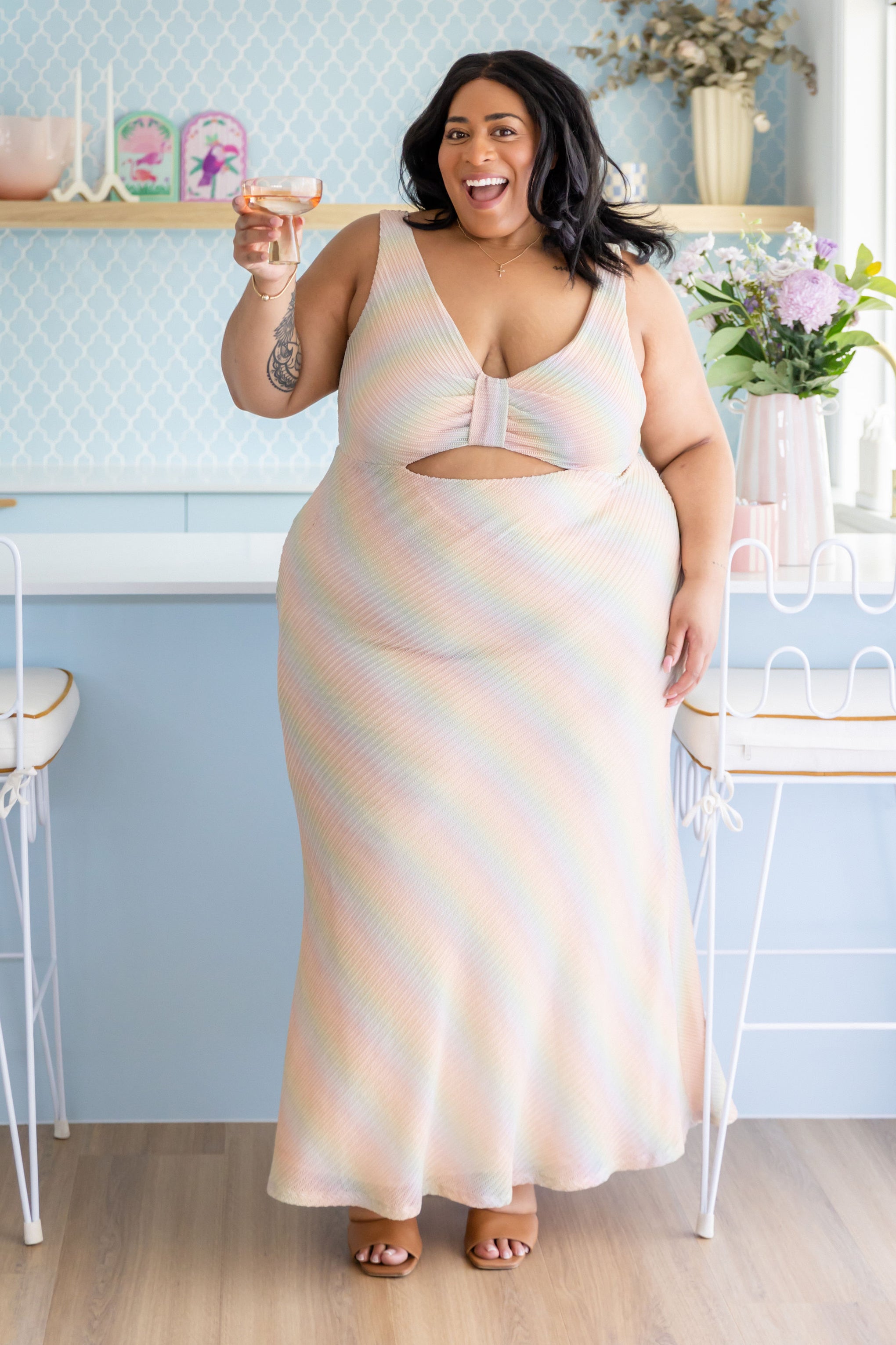 Tallulah Maxi Dress in Metallic Rainbow