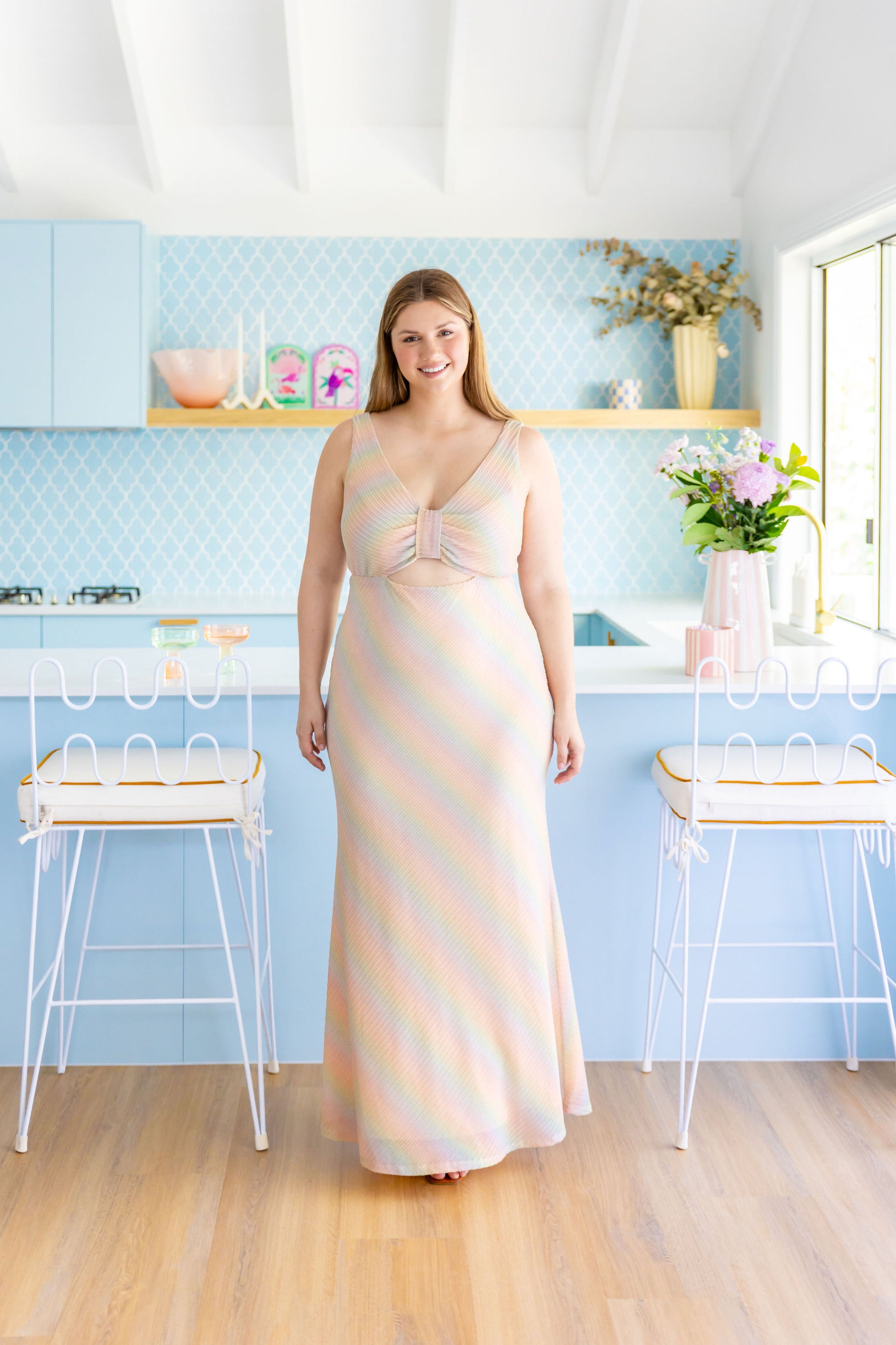 Tallulah Maxi Dress in Metallic Rainbow