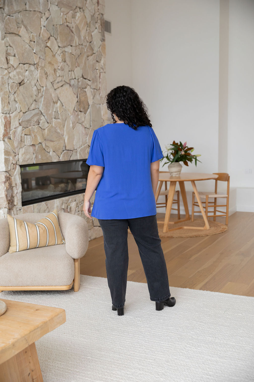 Winona Short Sleeve Blouse in Cobalt