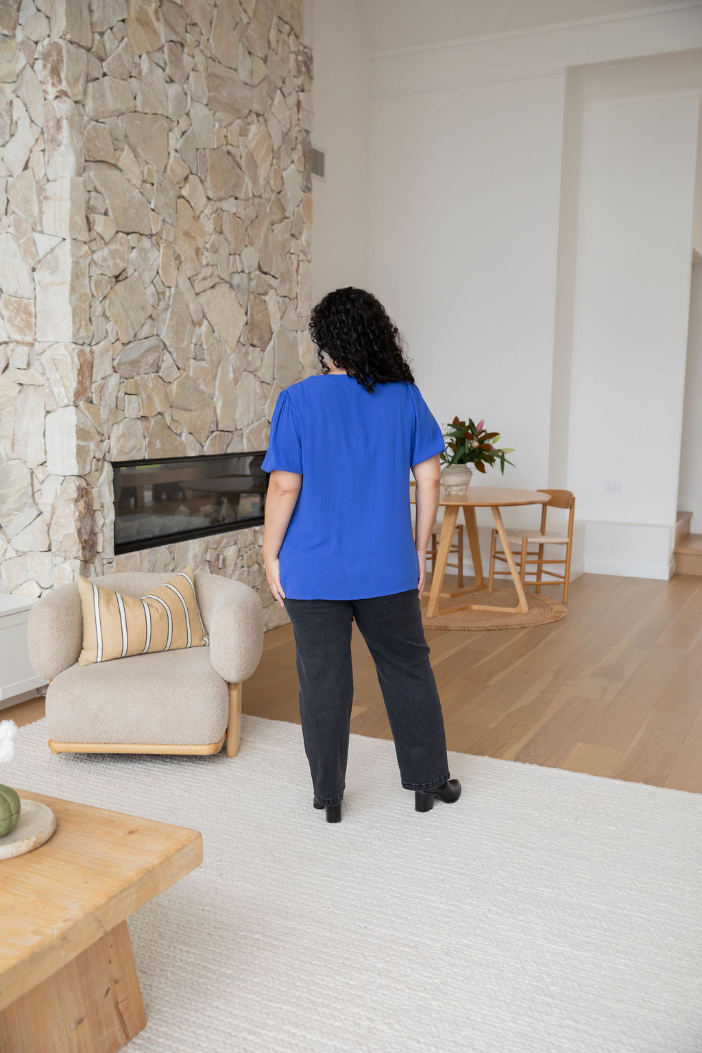 Winona Short Sleeve Blouse in Cobalt