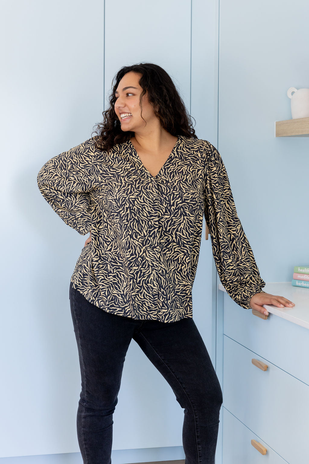 Winona Long Sleeve Blouse in Zebra
