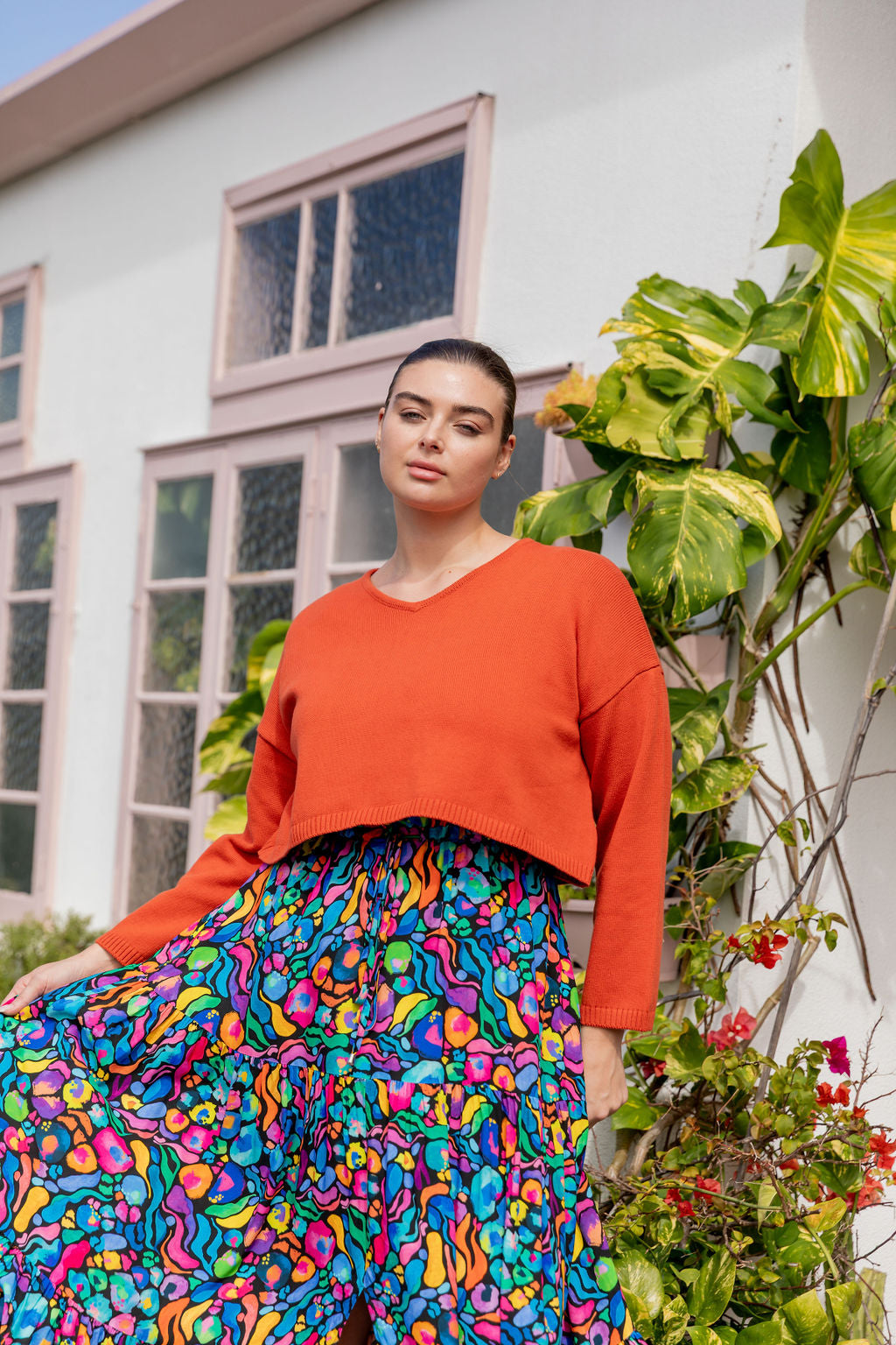 Blakely Crop Knit In Terracotta