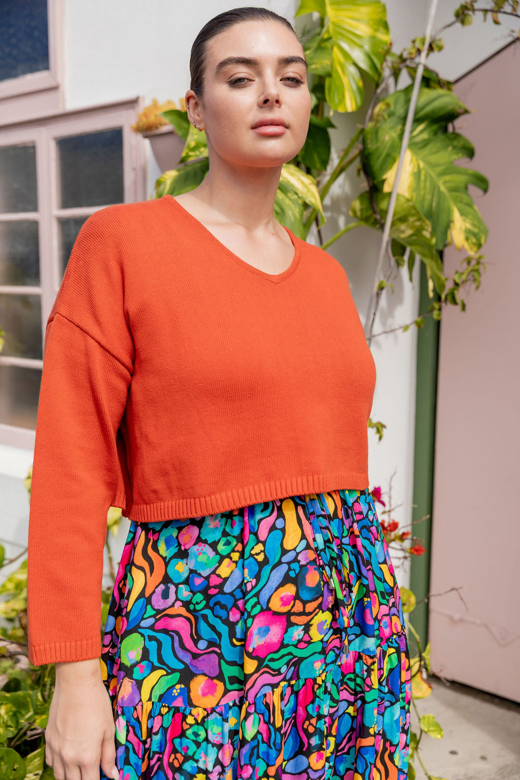 Blakely Crop Knit In Terracotta