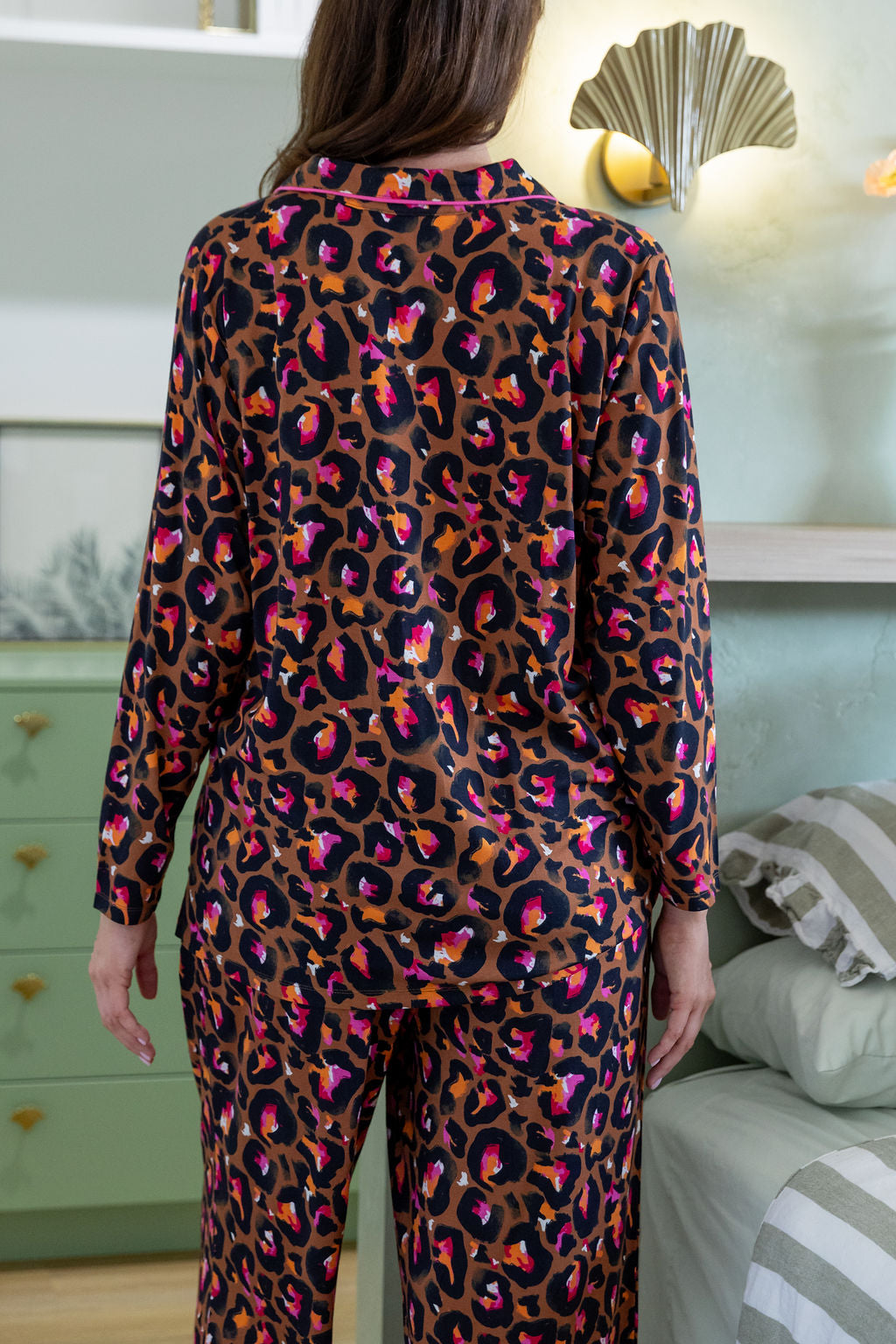 Zen L/S Shirt & Pant Sleepwear Set in Bronze Leopard by Kasey Rainbow
