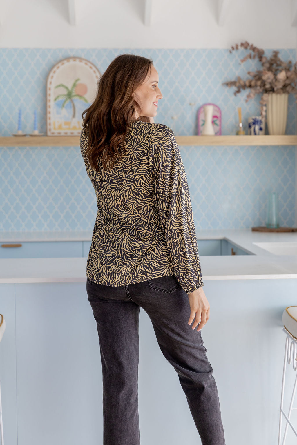 Winona Long Sleeve Blouse in Zebra