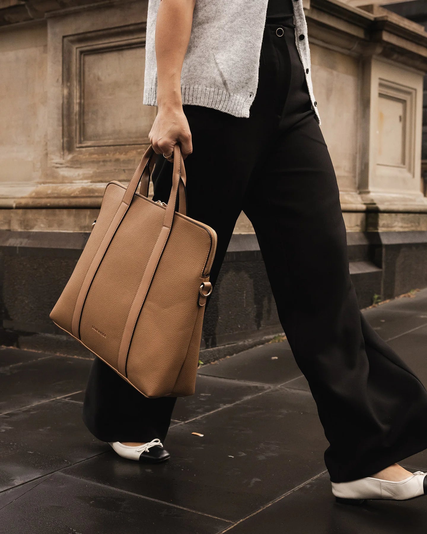 Rhodes Laptop Bag in Latte by Louenhide