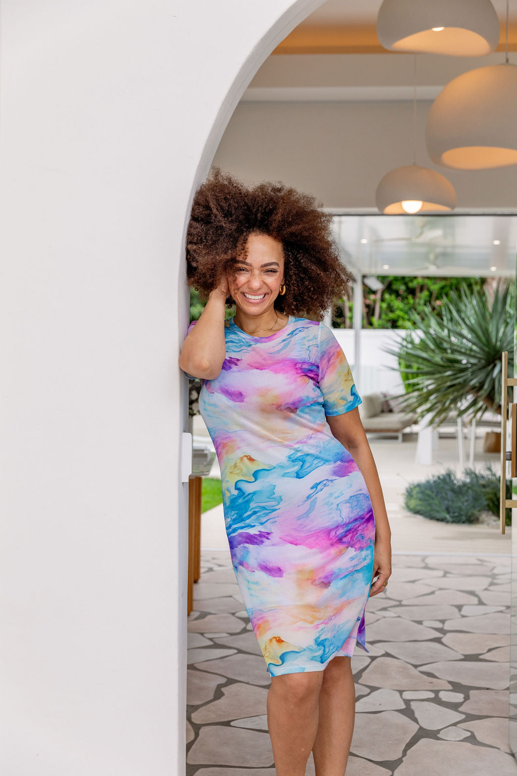 Darla Mesh Party Dress in Ocean Colours