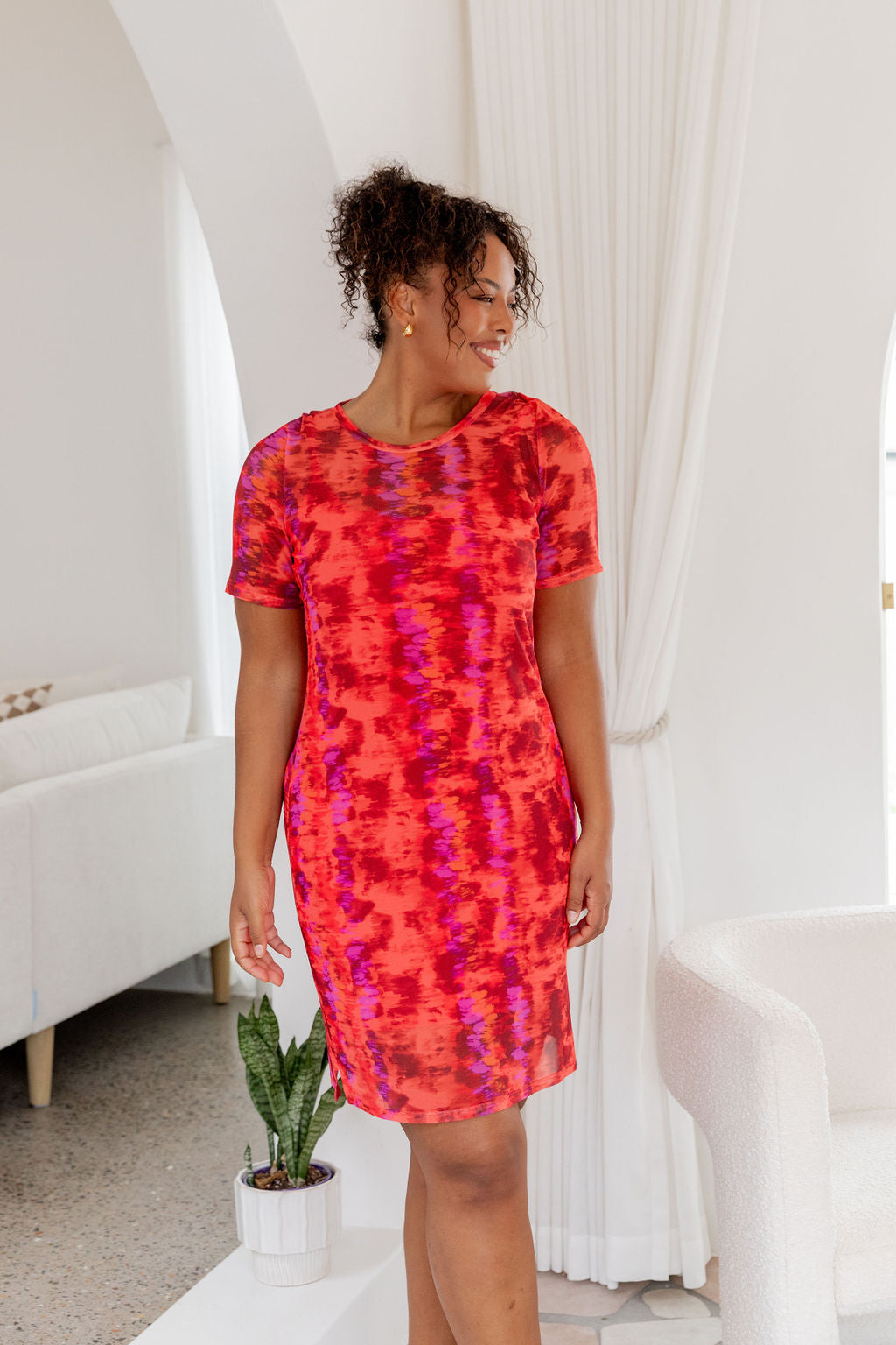Darla Mesh Party Dress in Red