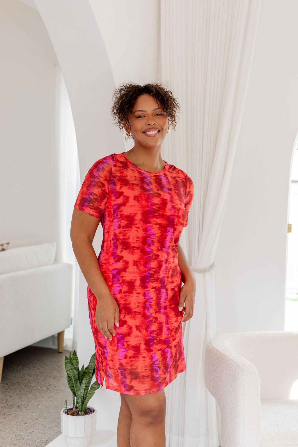 Darla Mesh Party Dress in Red