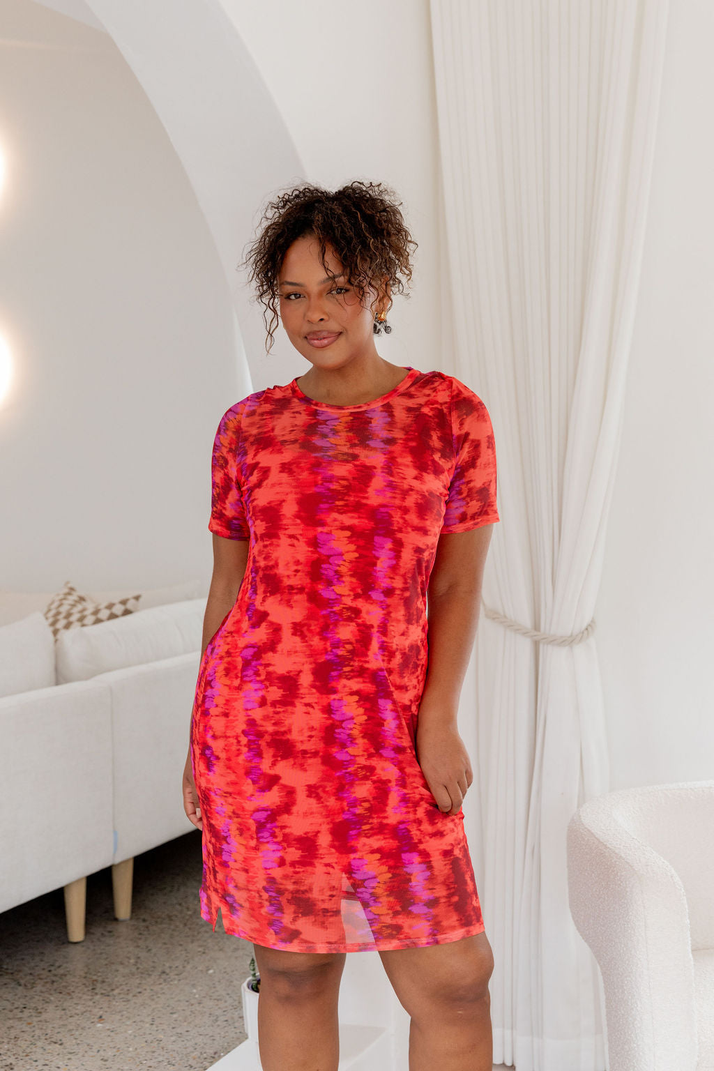 Darla Mesh Party Dress in Red