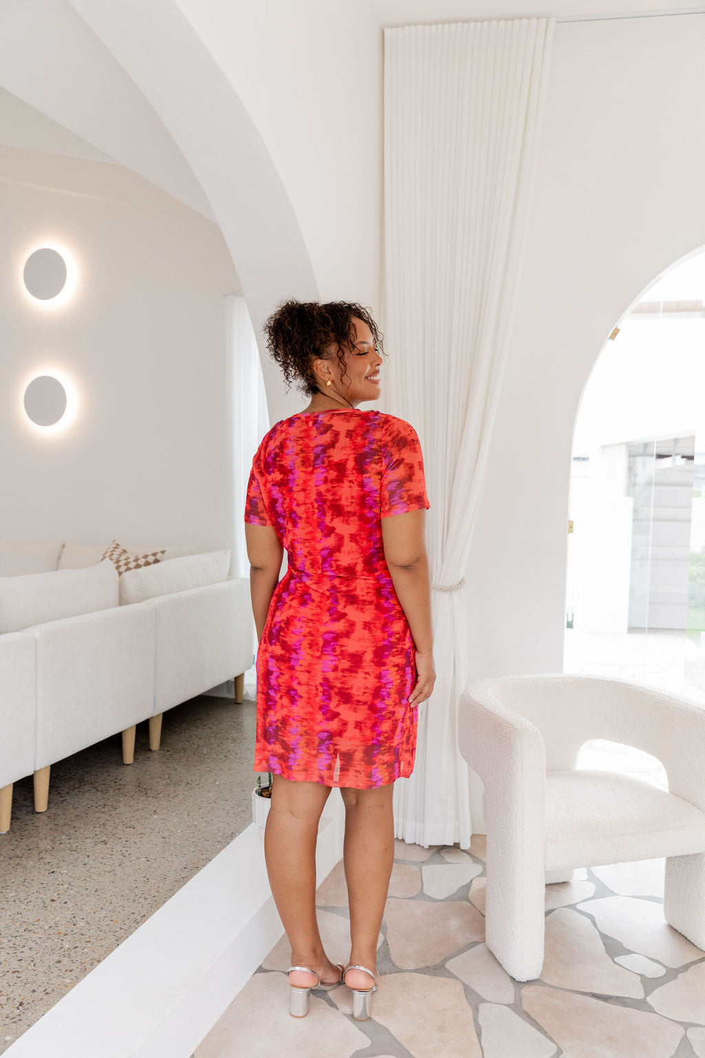 Darla Mesh Party Dress in Red
