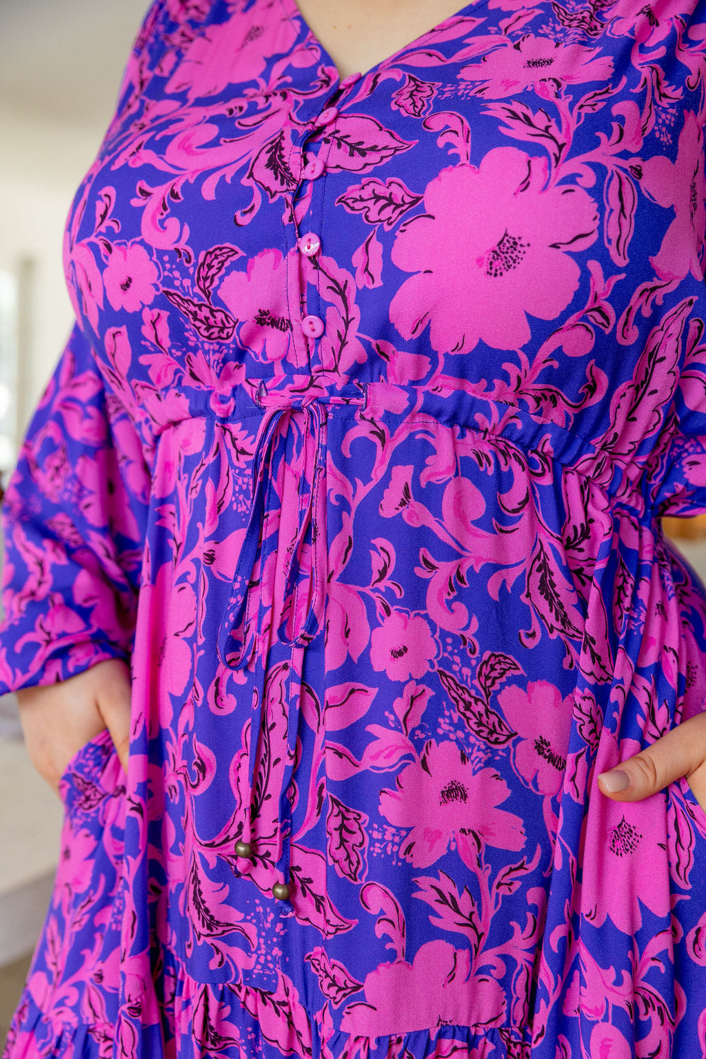 Bonnie Long Sleeve Dress in Purple Blooms