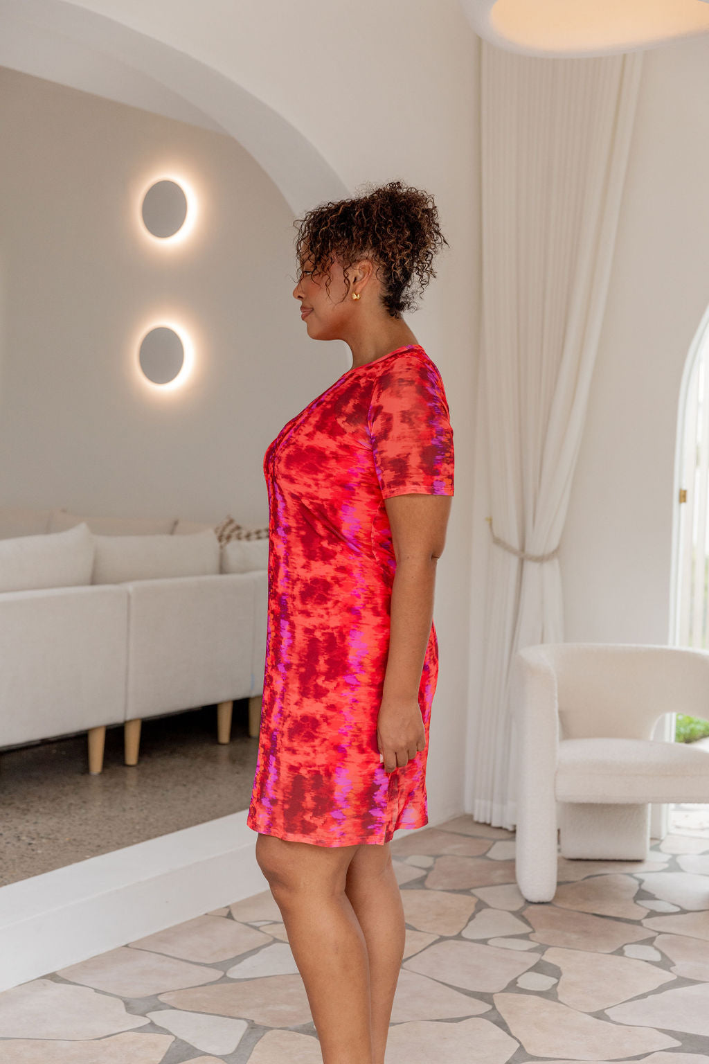 Darla Mesh Party Dress in Red