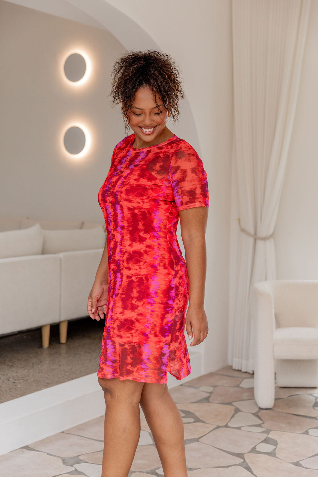 Darla Mesh Party Dress in Red