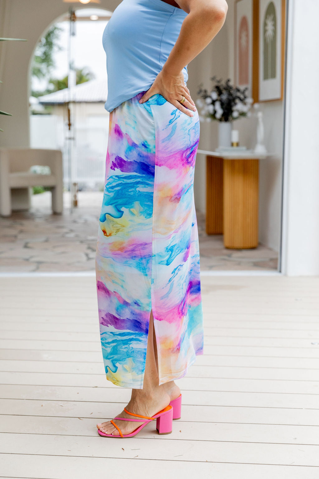 Darla Mesh Maxi Skirt in Ocean Colours