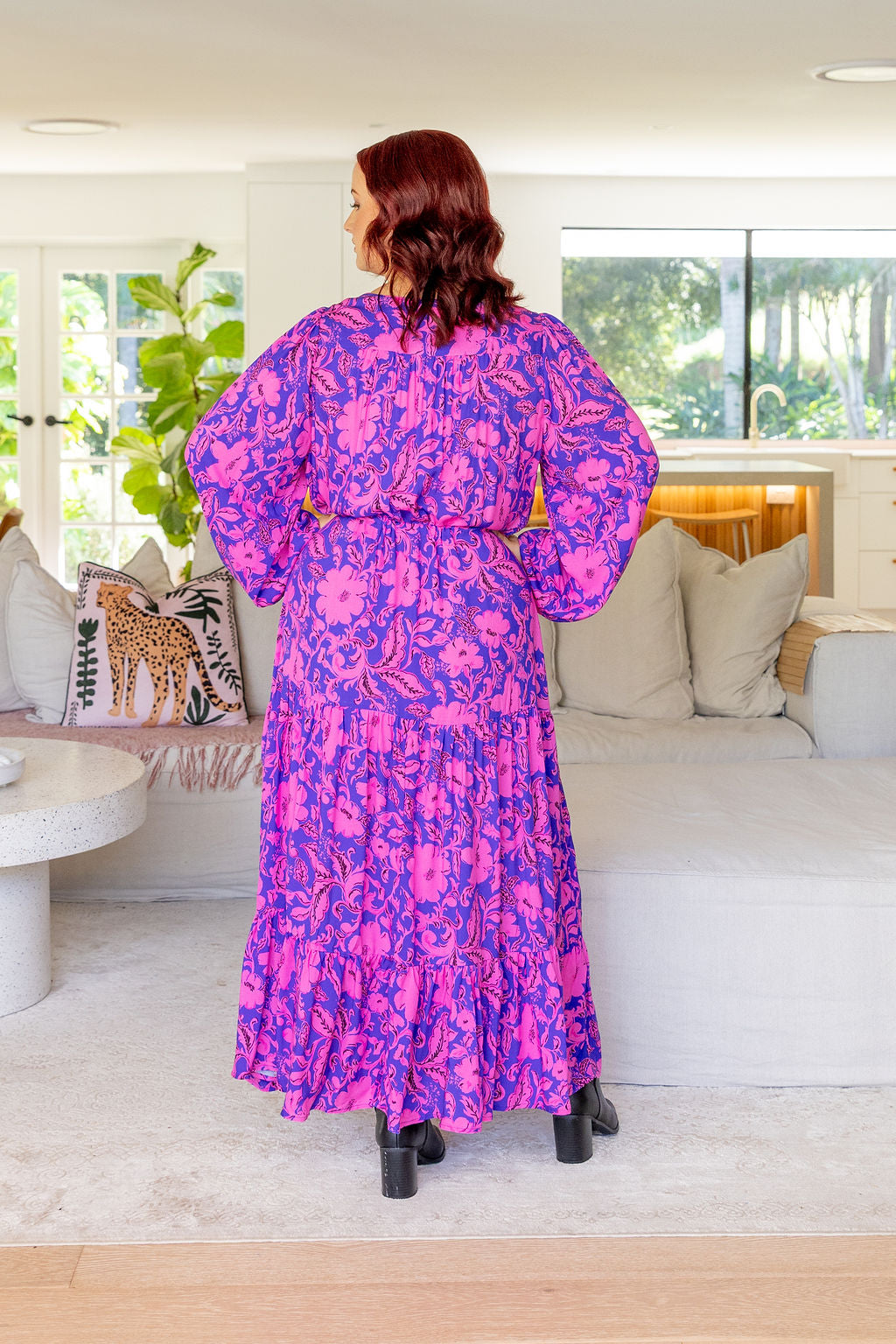 Bonnie Long Sleeve Dress in Purple Blooms