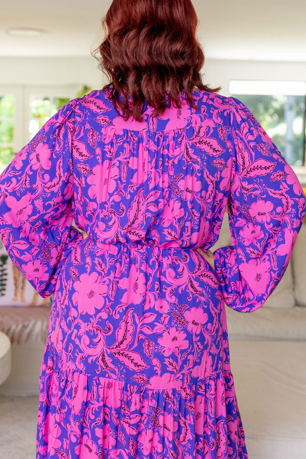 Bonnie Long Sleeve Dress in Purple Blooms