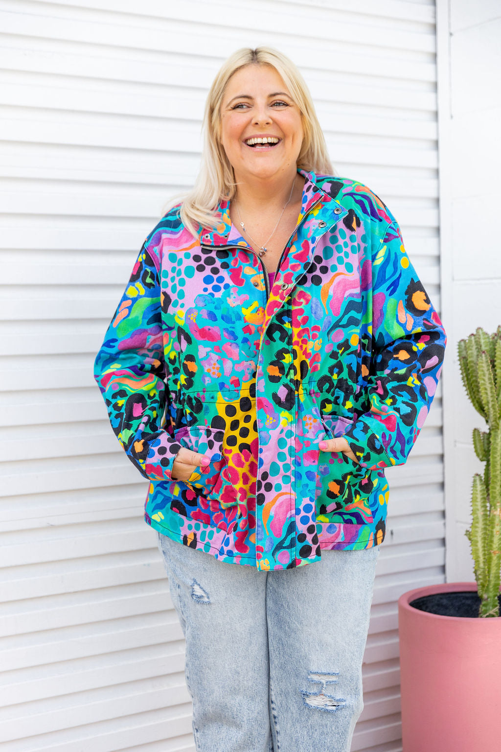 Lakey Jacket in Electric Leopard by Kasey Rainbow