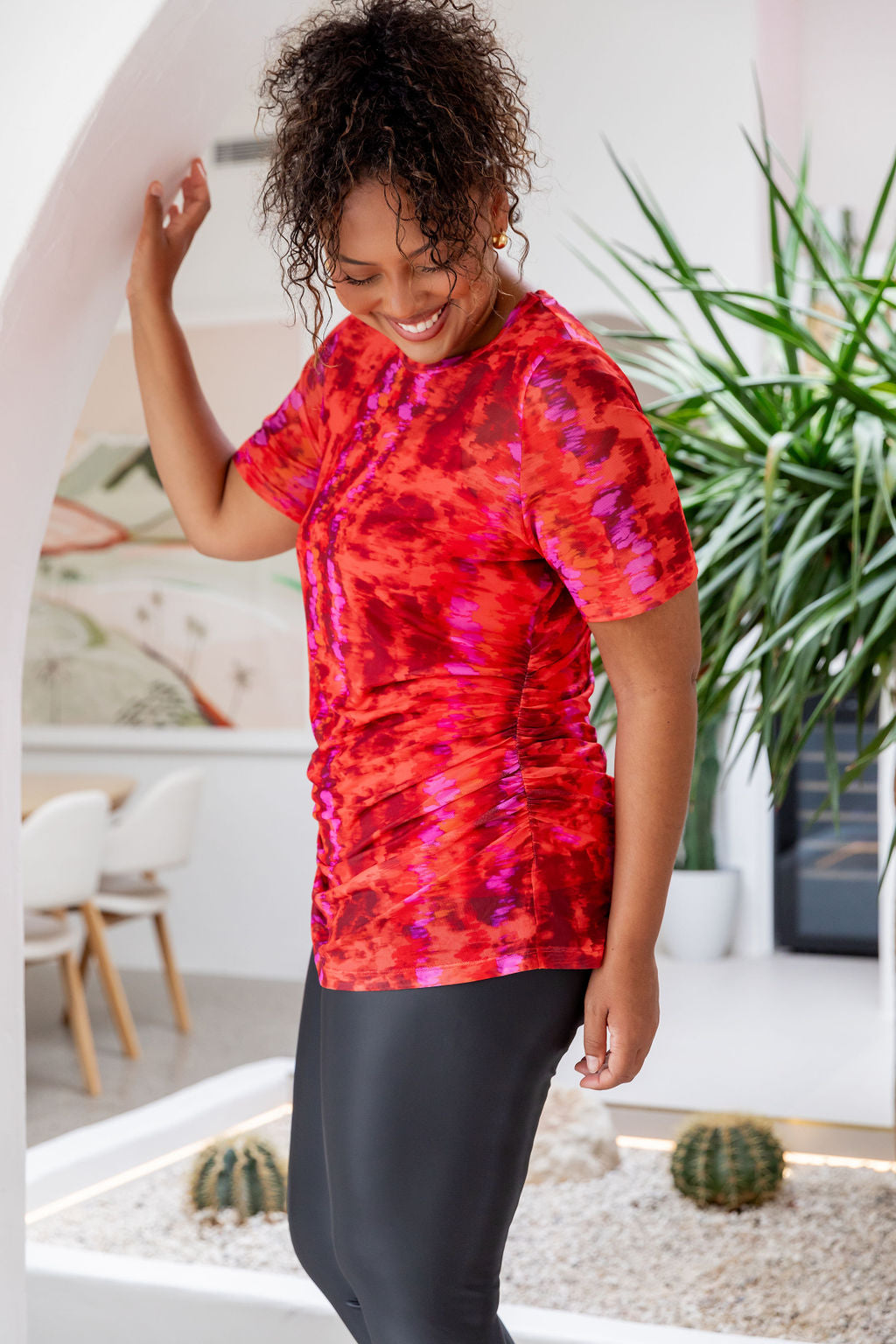 Darla Mesh Top in Red