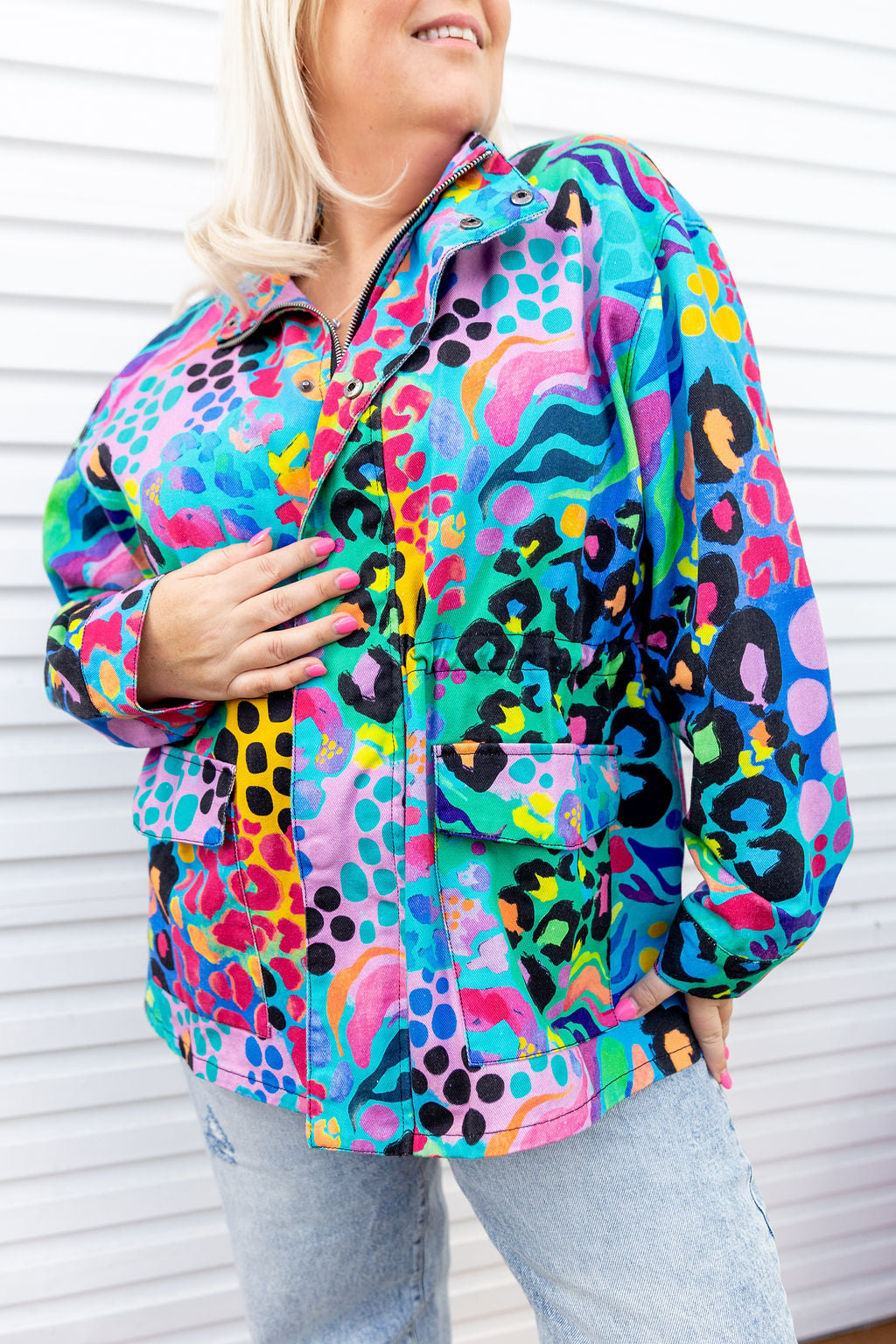 Lakey Jacket in Electric Leopard by Kasey Rainbow