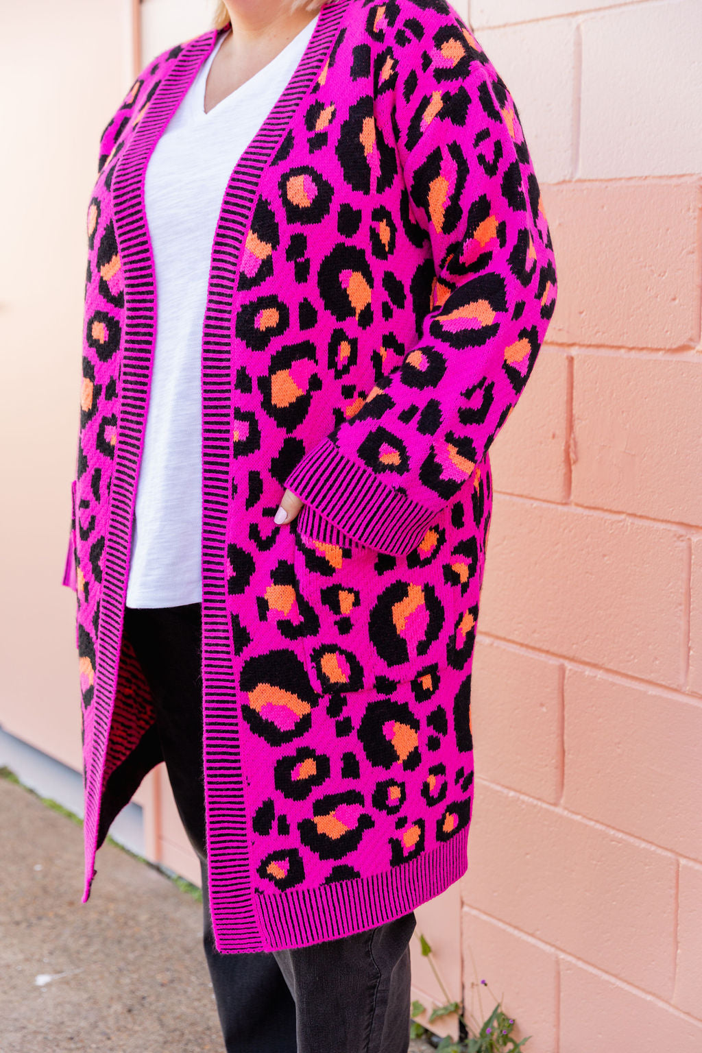 Darcy Cardi In Pink Leopard by Kasey Rainbow