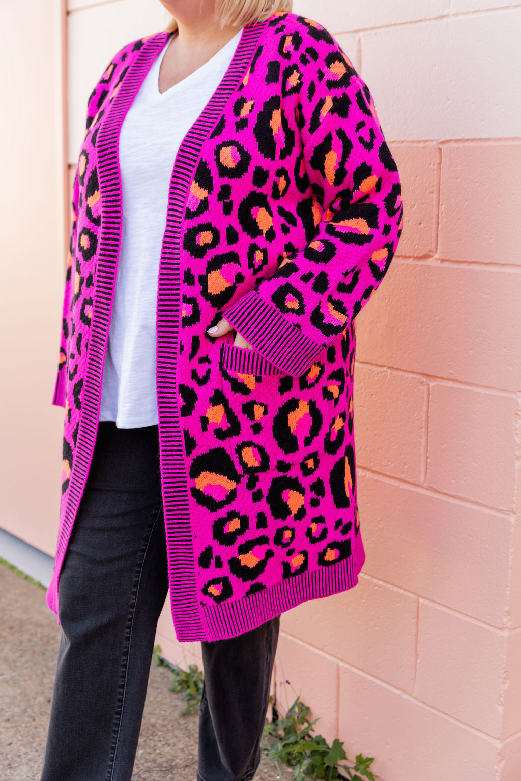 Darcy Cardi In Pink Leopard by Kasey Rainbow