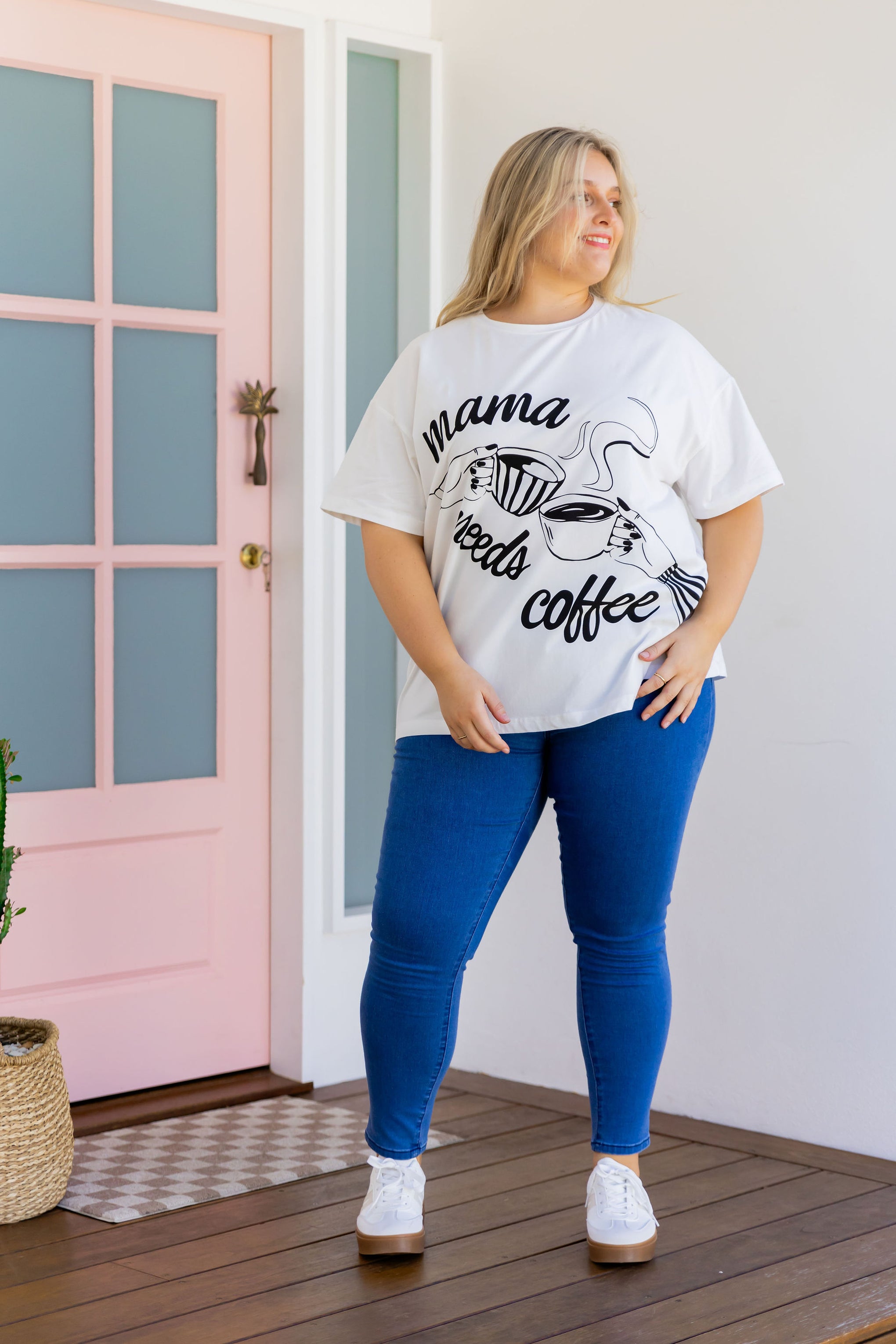 Mamma Needs Coffee Tee in White