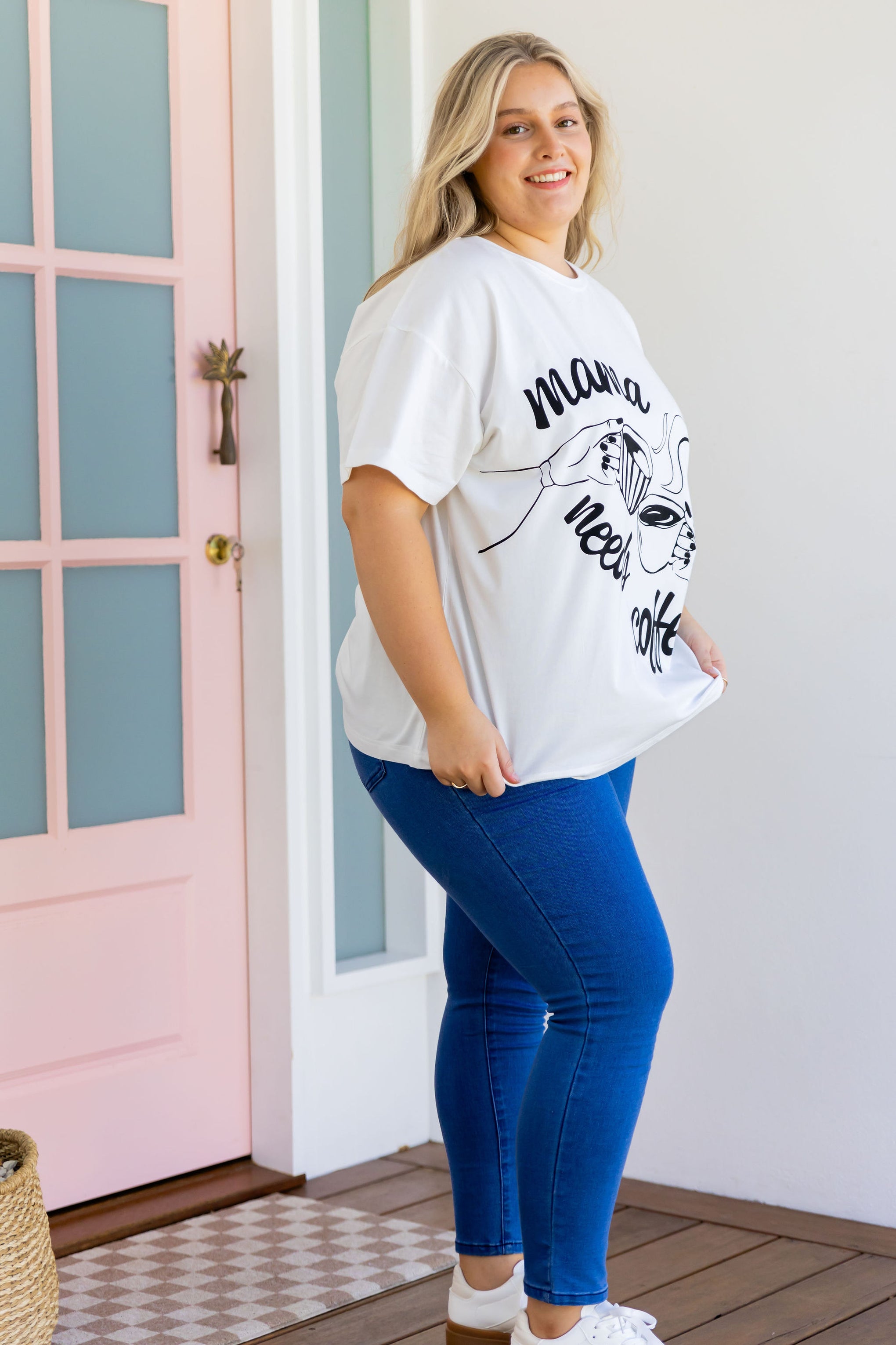 Mamma Needs Coffee Tee in White