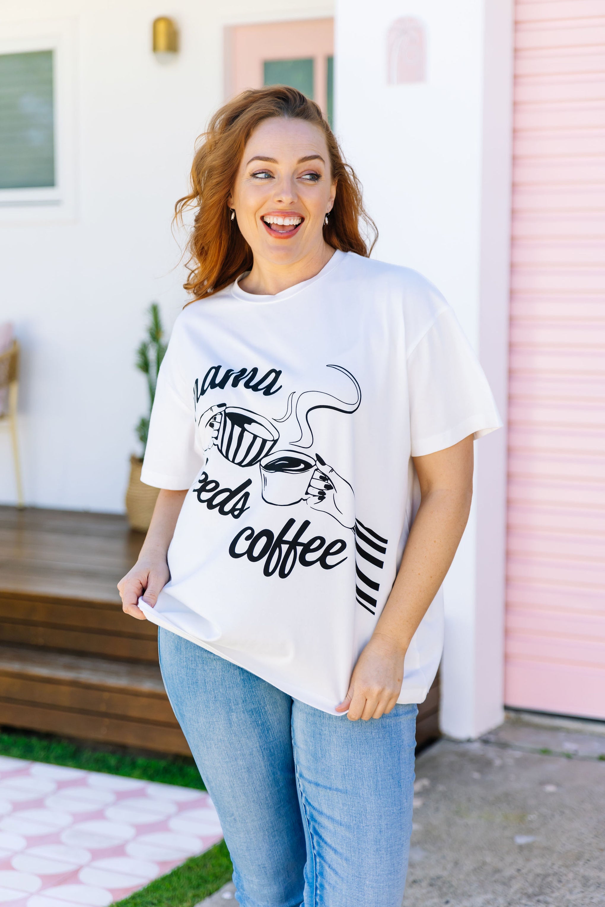 Mamma Needs Coffee Tee in White