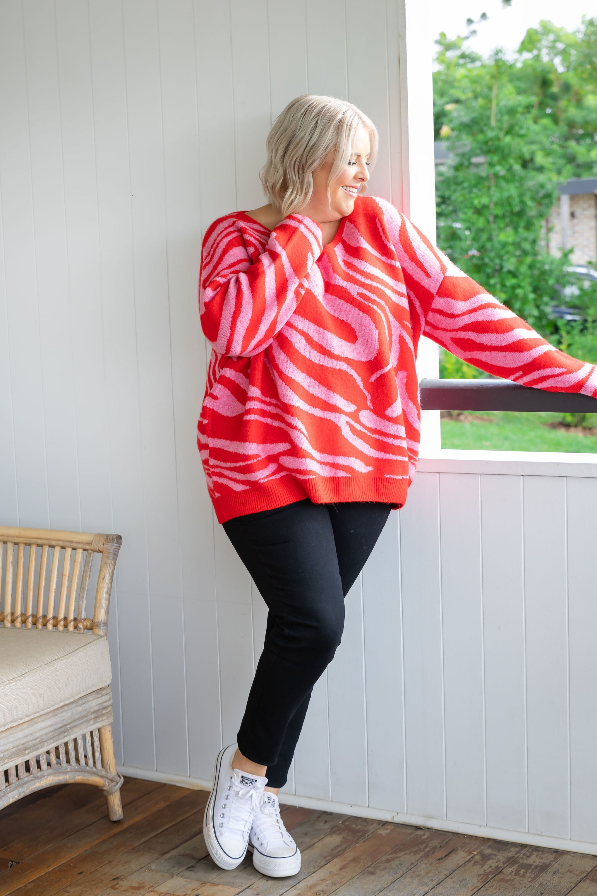 Ginny Knit in Pink & Red Zebra