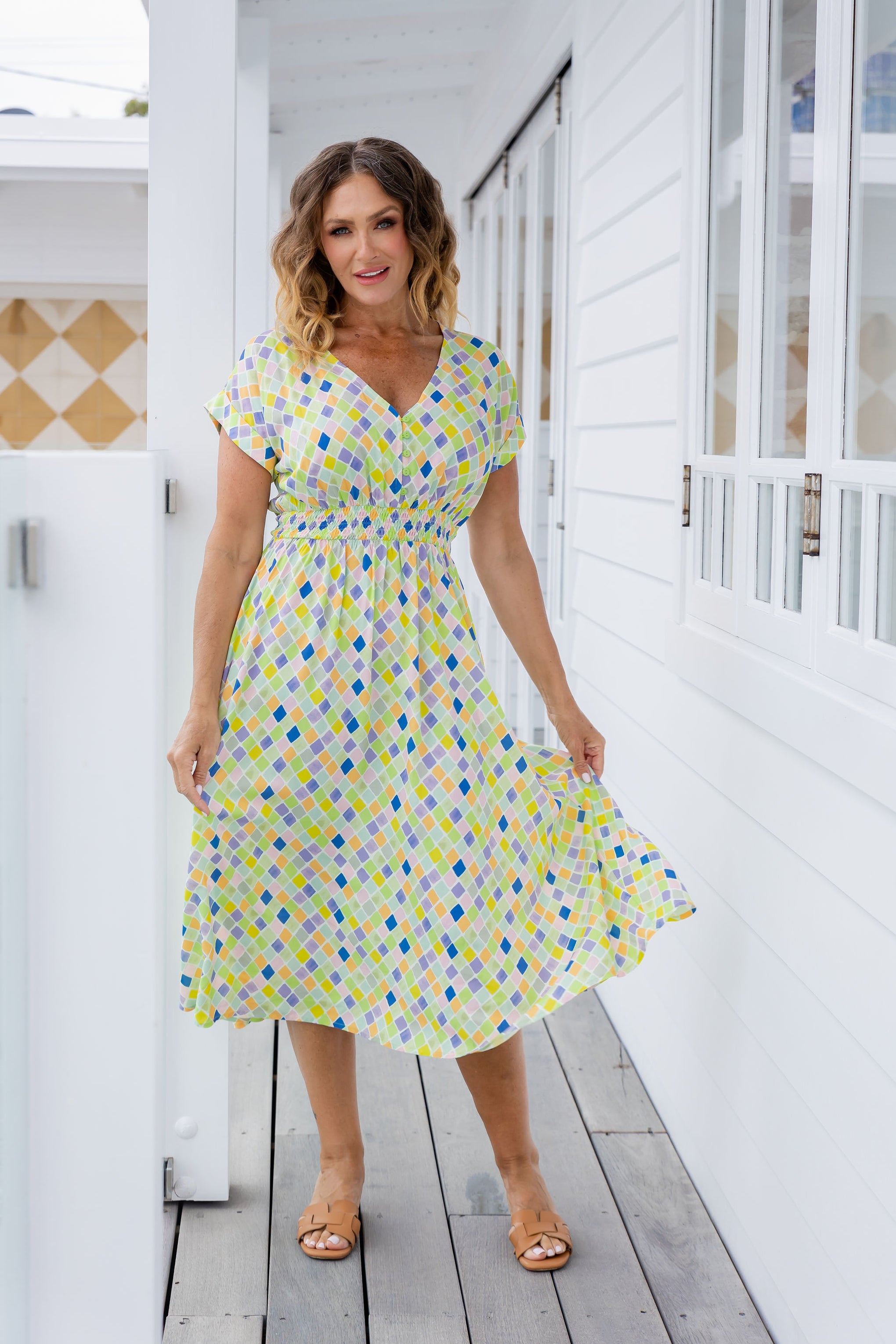 Millie Midi Dress in Diced