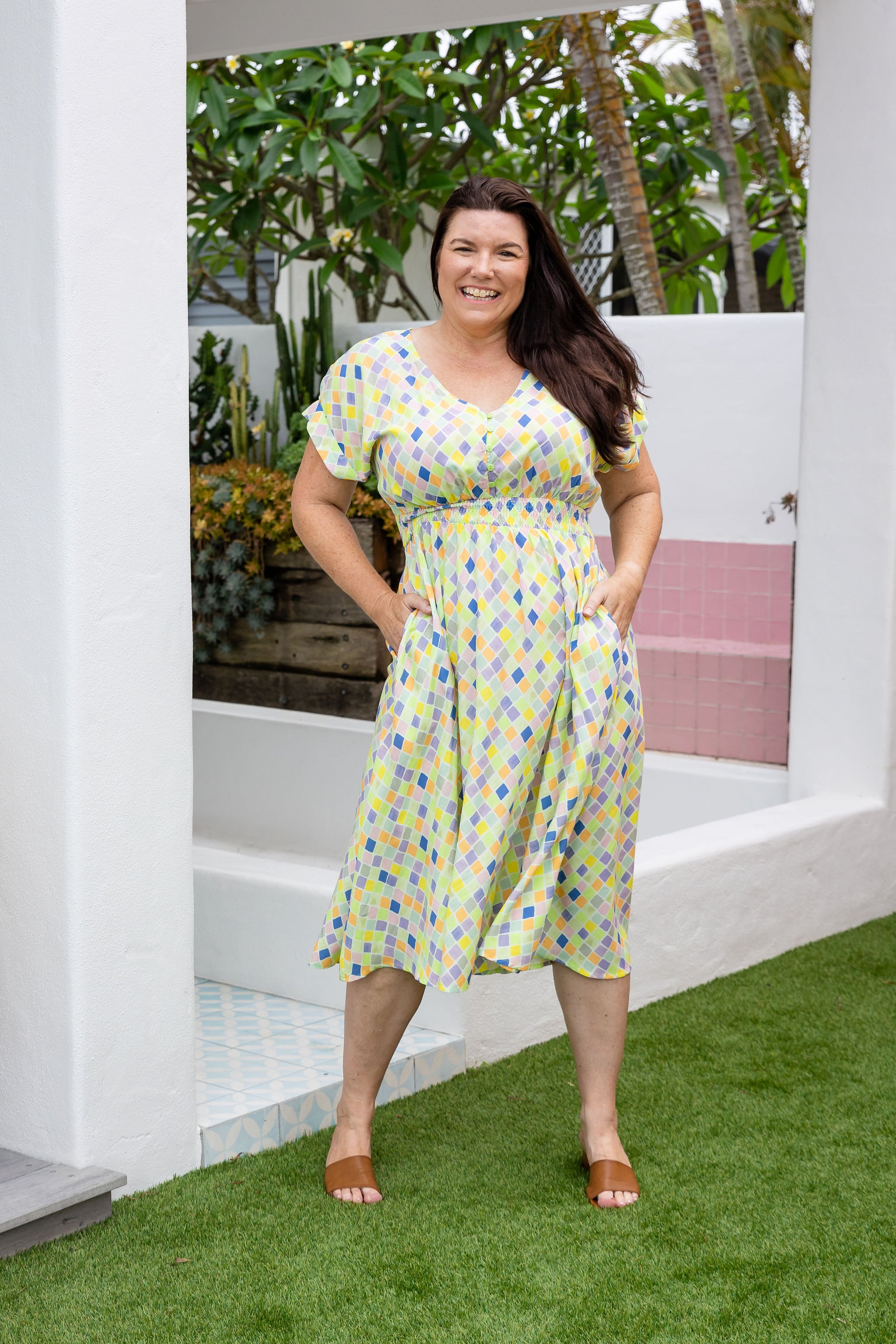 Millie Midi Dress in Diced
