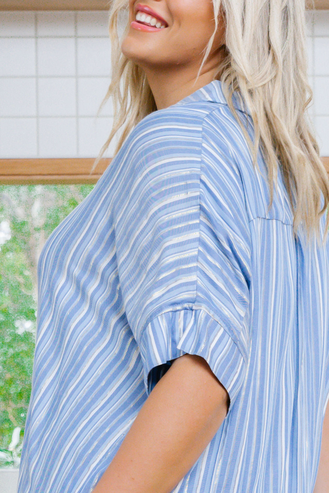Tammin Shirt in Blue/Metallic Stripe