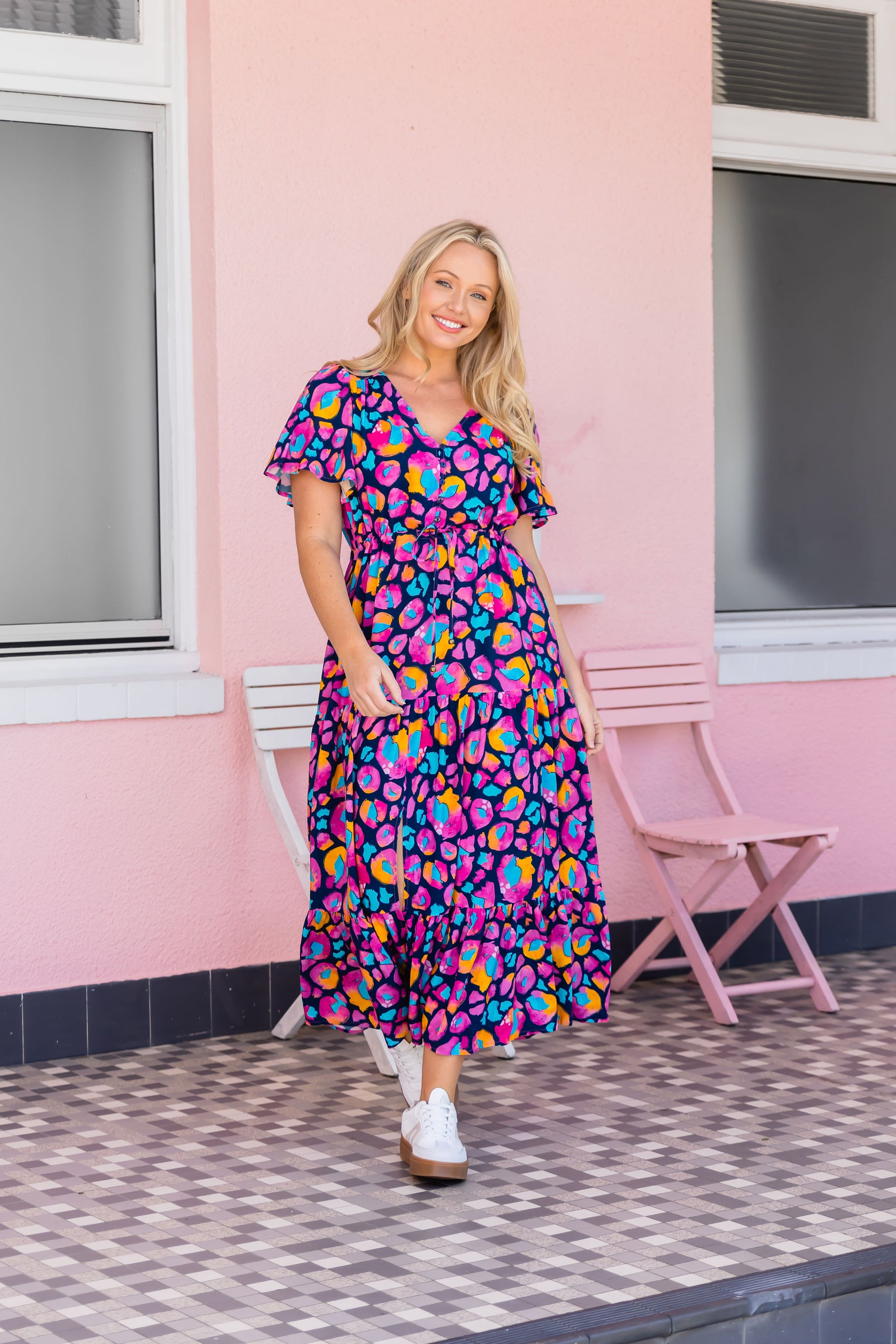Bonnie Dress in Magenta Leopard by Kasey Rainbow