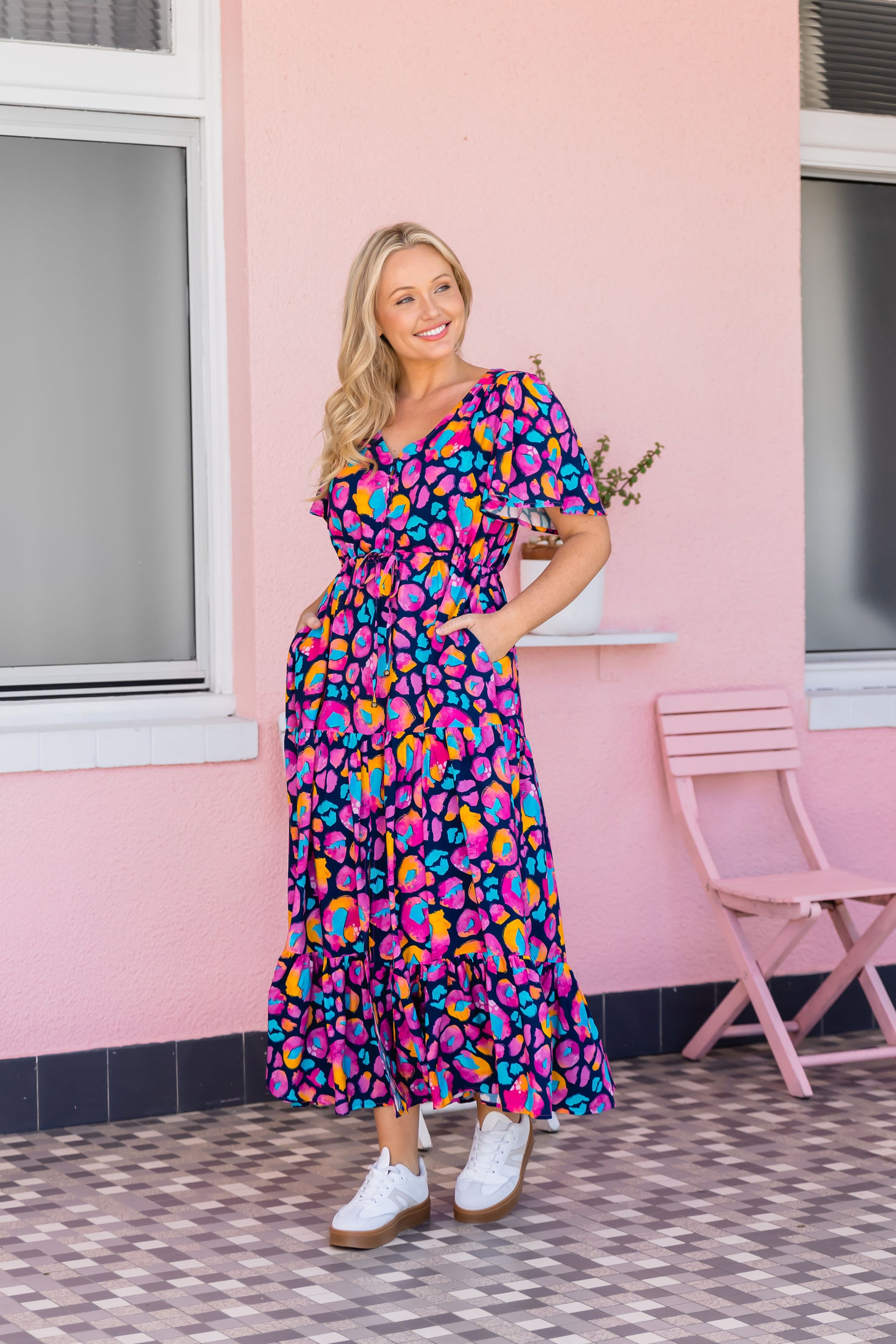 Bonnie Dress in Magenta Leopard by Kasey Rainbow
