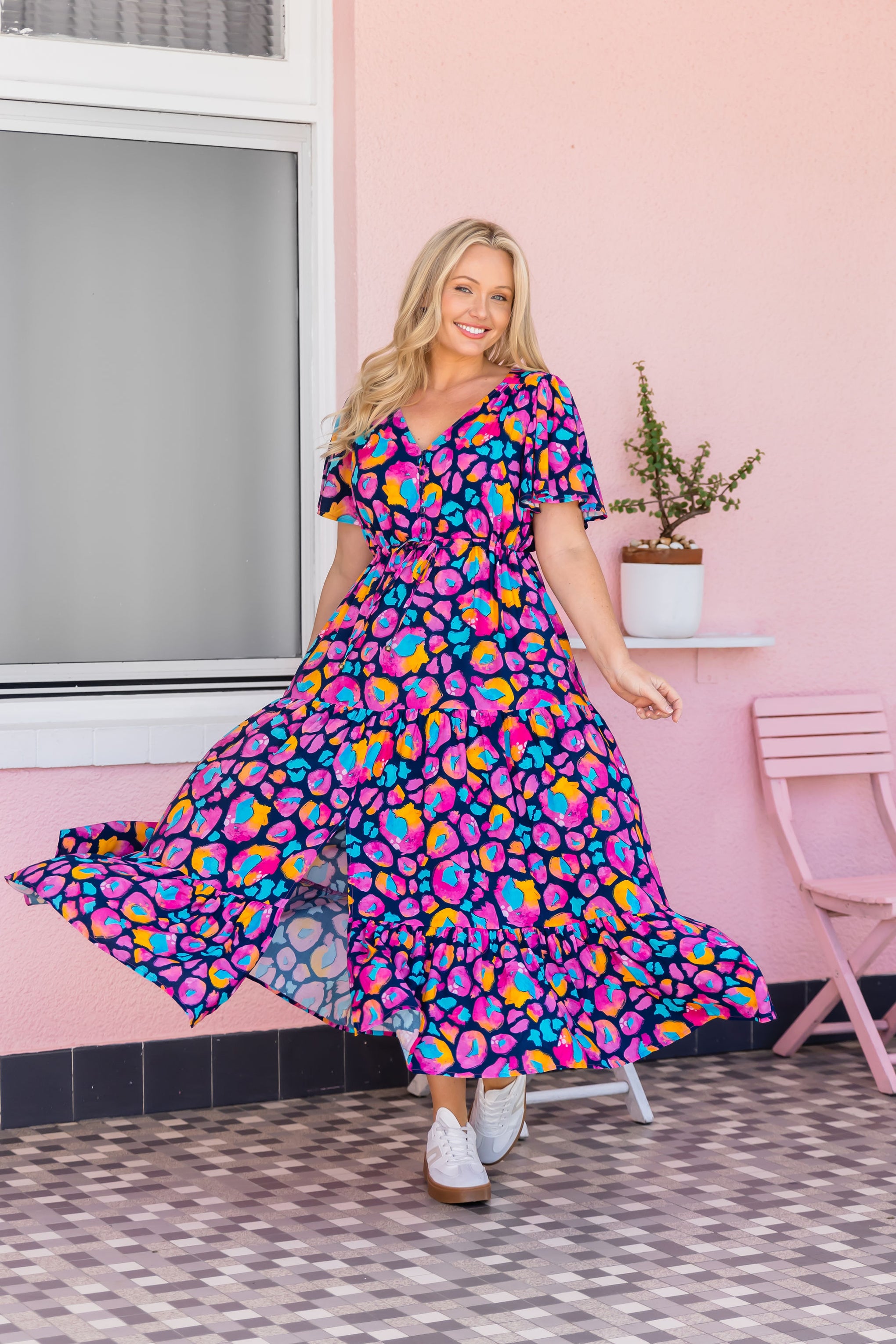 Bonnie Dress in Magenta Leopard by Kasey Rainbow
