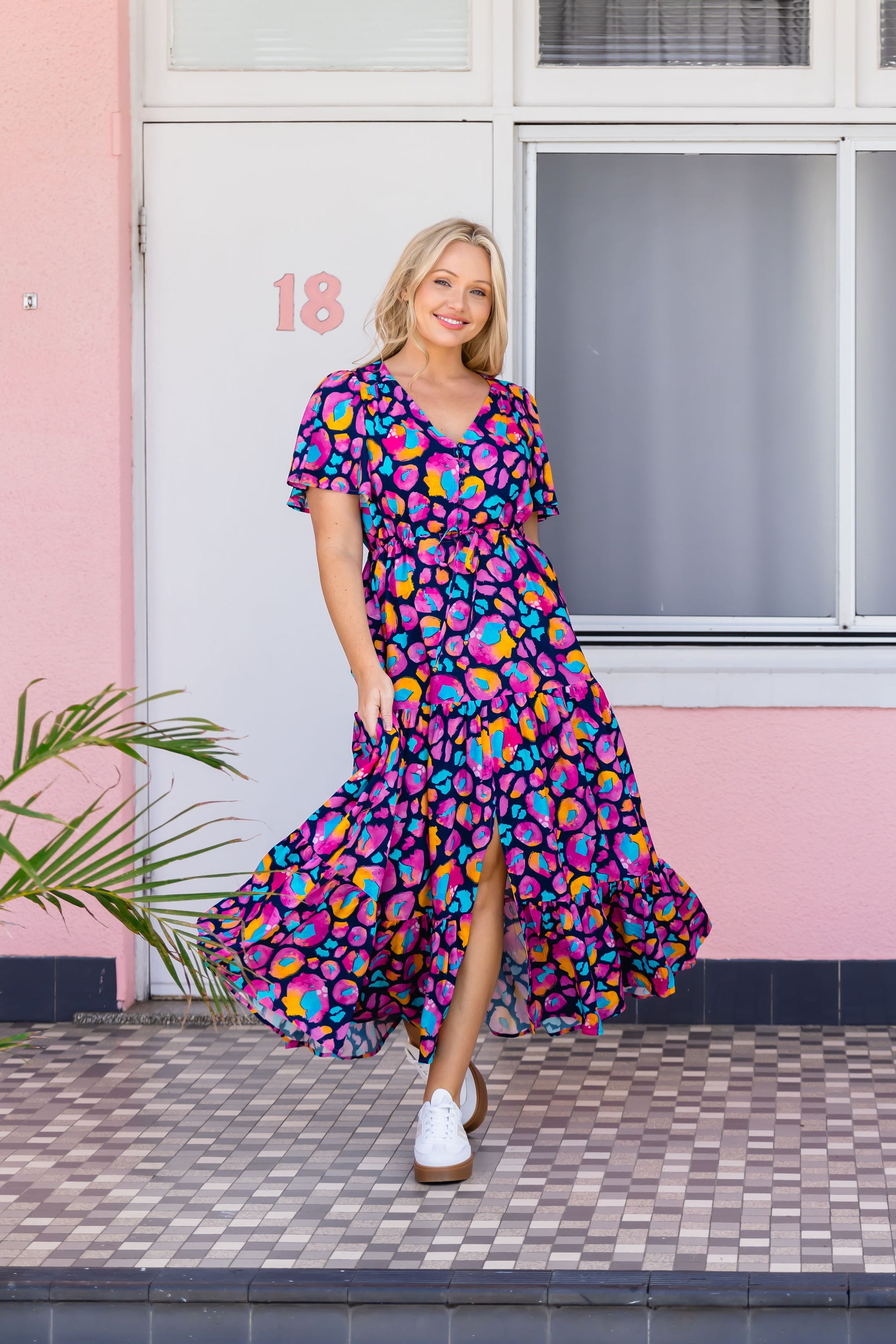 Bonnie Dress in Magenta Leopard by Kasey Rainbow